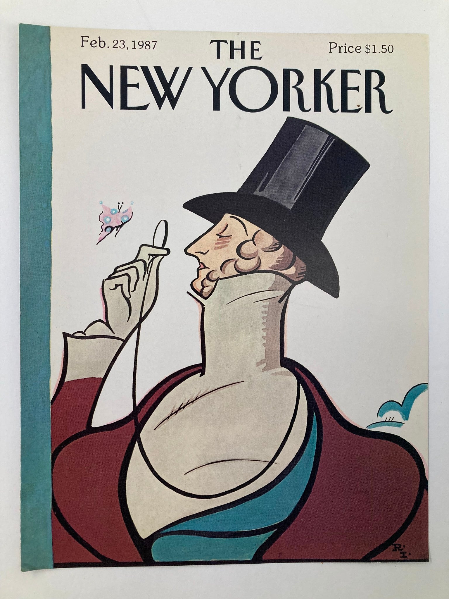 COVER ONLY The New Yorker February 23 1987 Mastermind by Ira Levin No Label