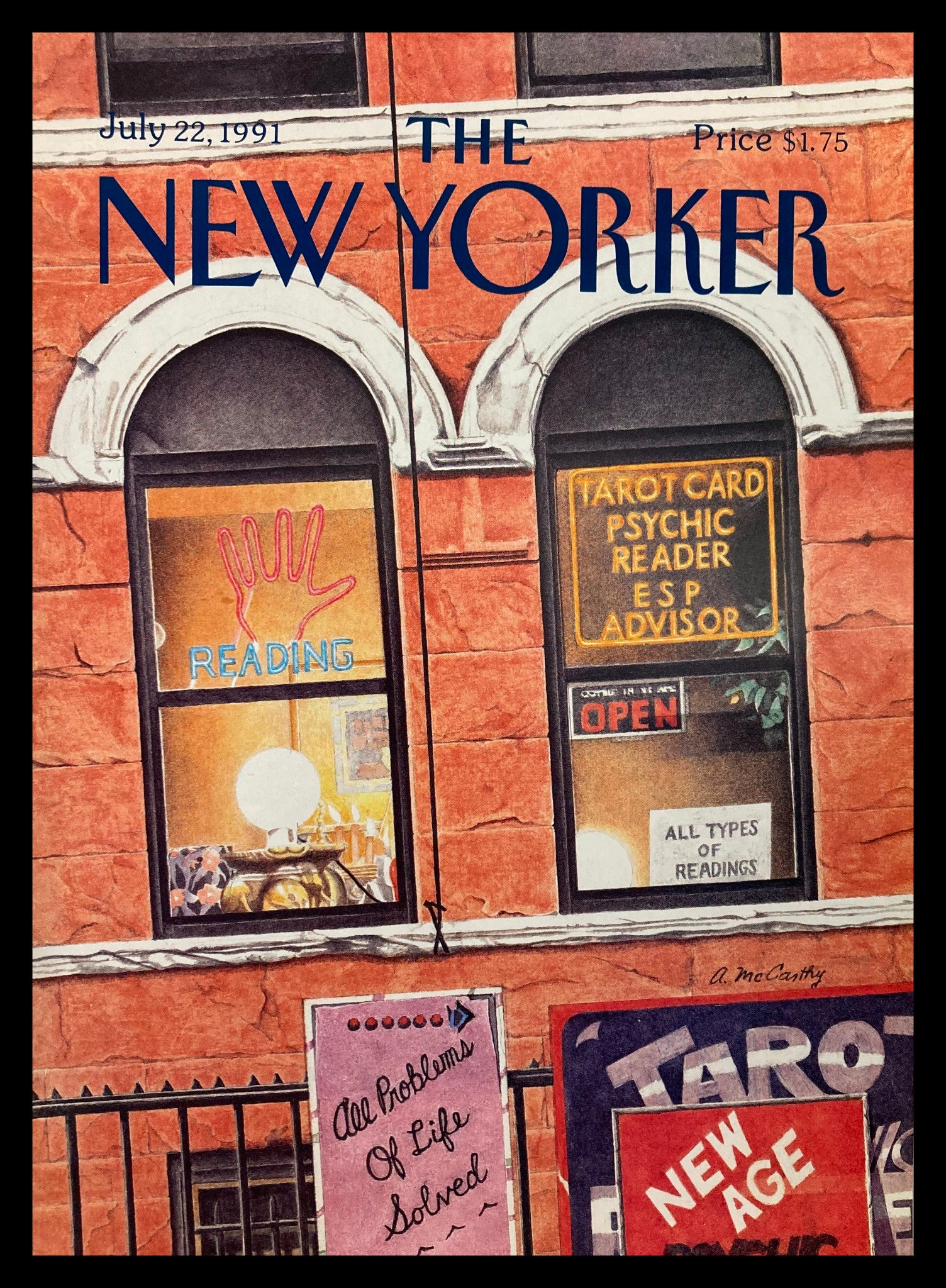 COVER ONLY The New Yorker July 22 1991 Tarot Card by Anne McCarthy No Label