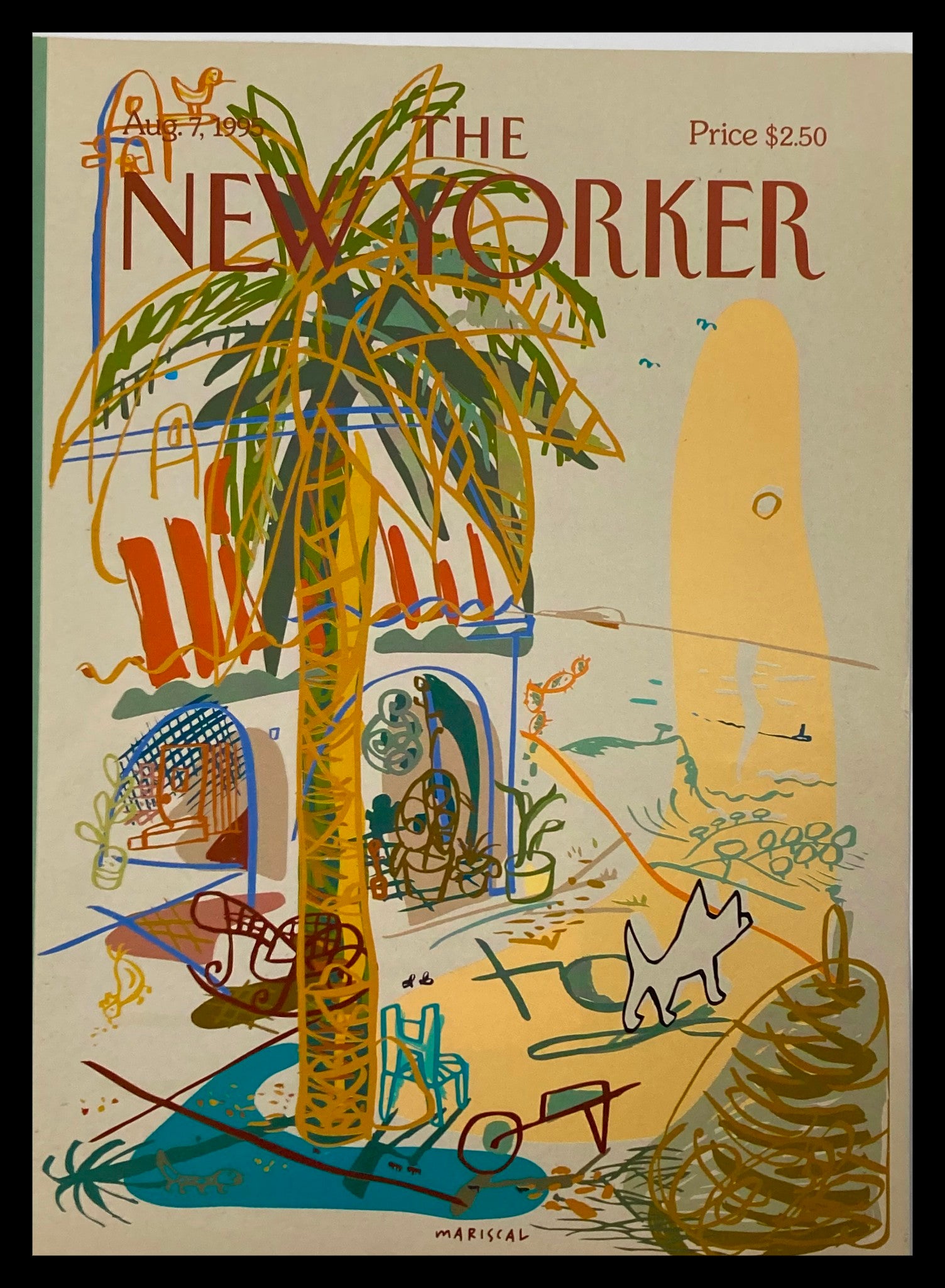 COVER ONLY The New Yorker August 7 1995 Dog in Florida by Mariscal No Label