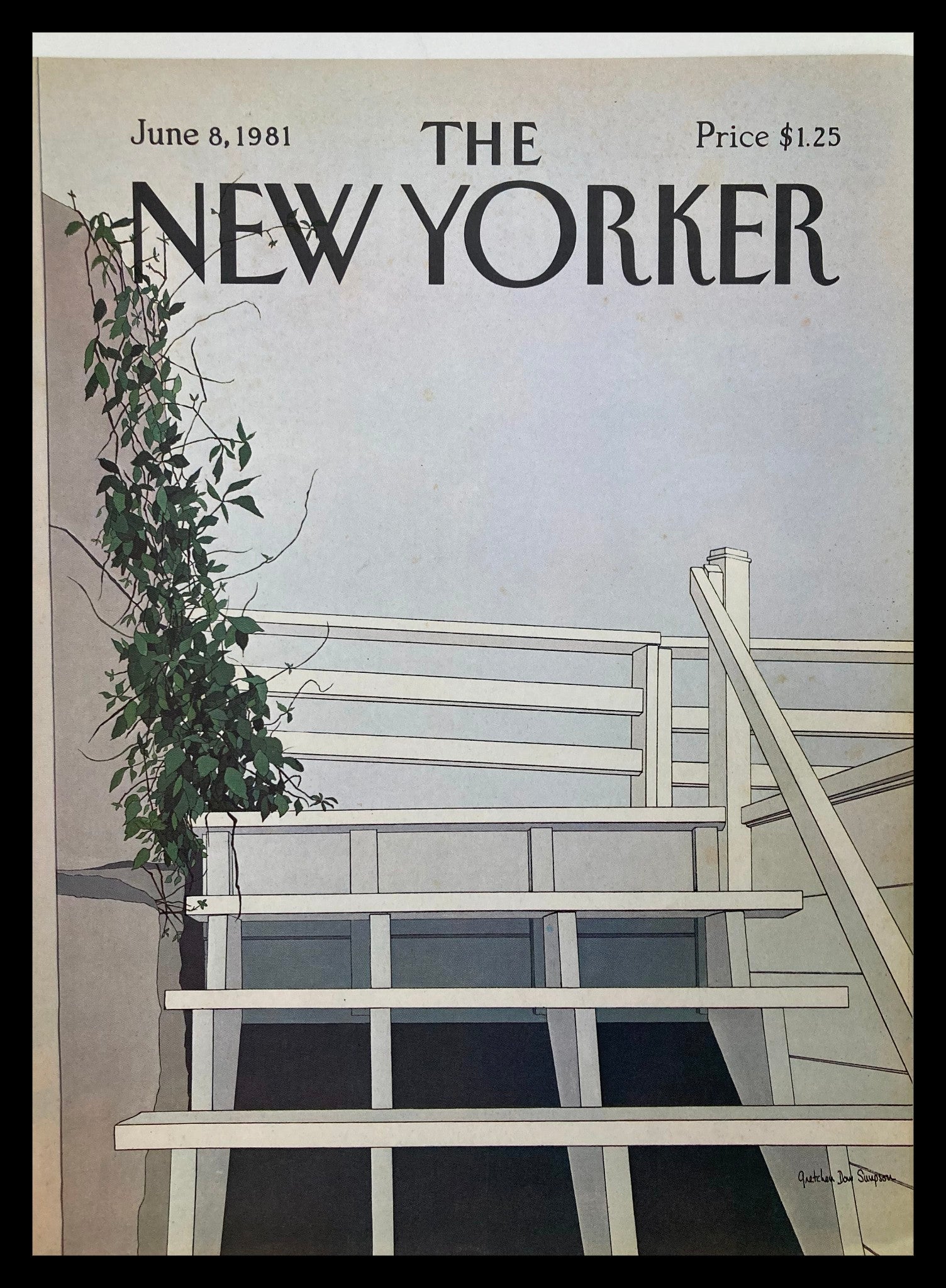 COVER ONLY The New Yorker June 8 1981 White Stairs by Gretchen Simpson No Label