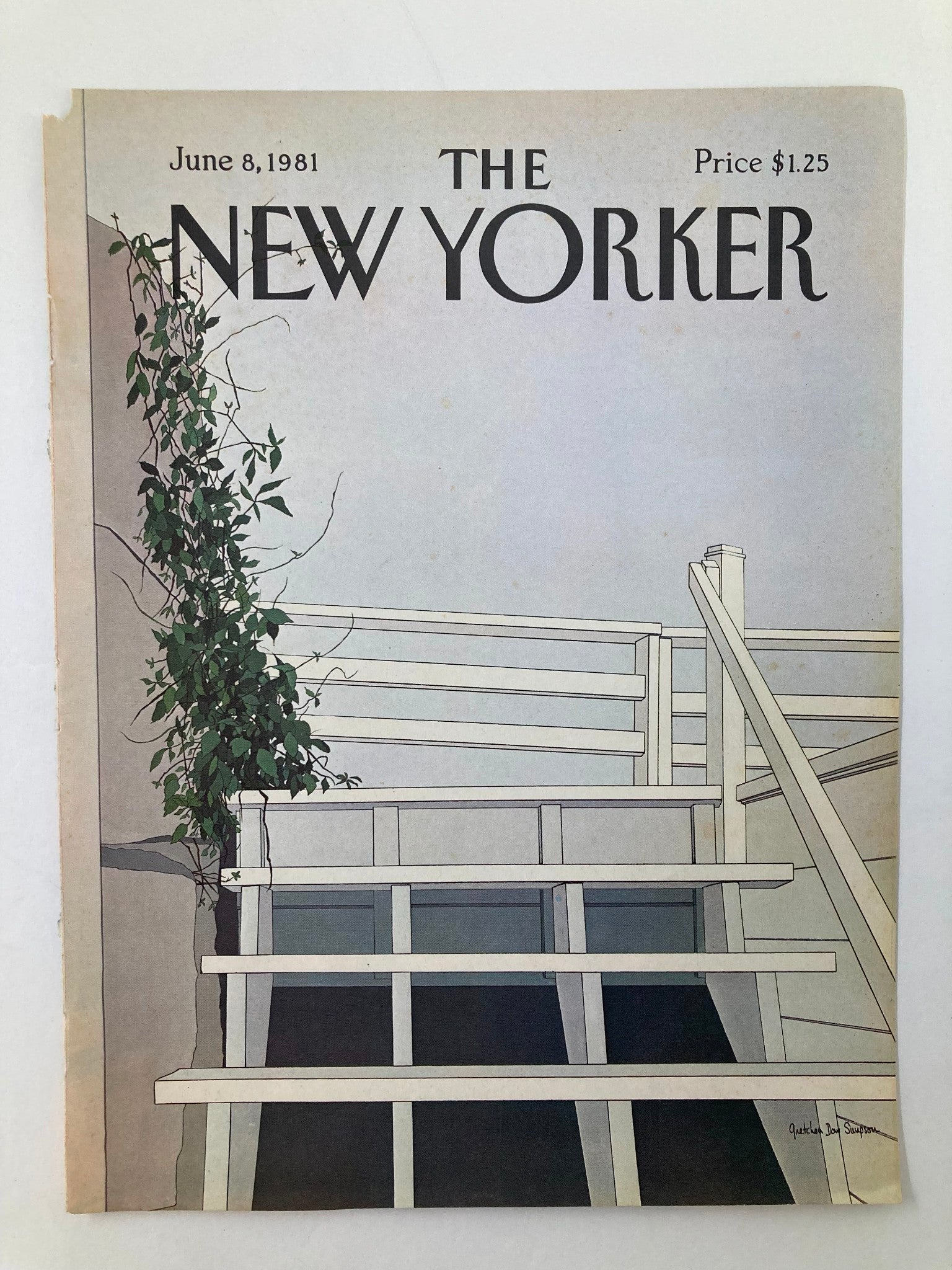 COVER ONLY The New Yorker June 8 1981 White Stairs by Gretchen Simpson No Label