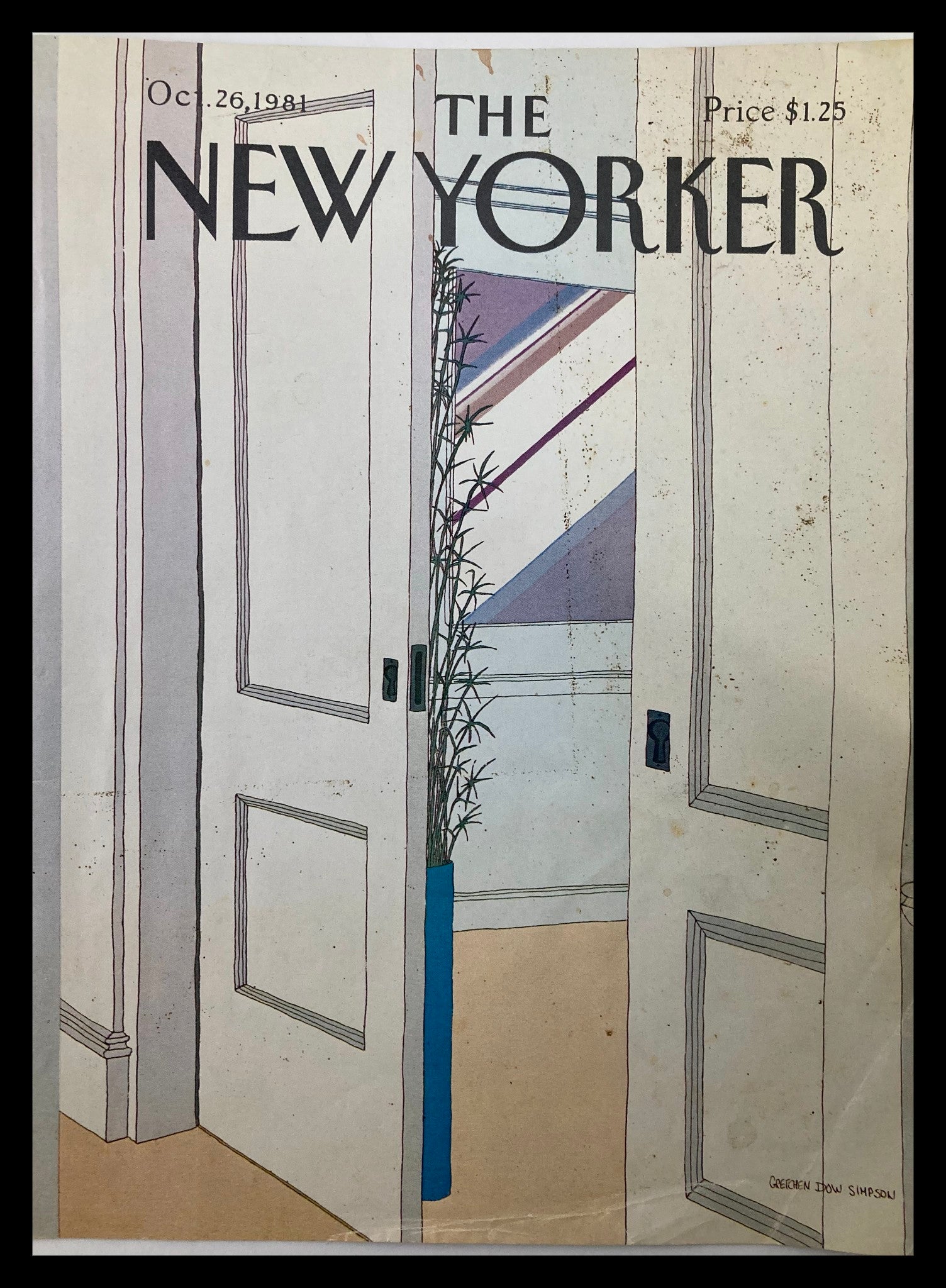 COVER ONLY The New Yorker October 26 1981 Open Doors by Gretchen S. No Label