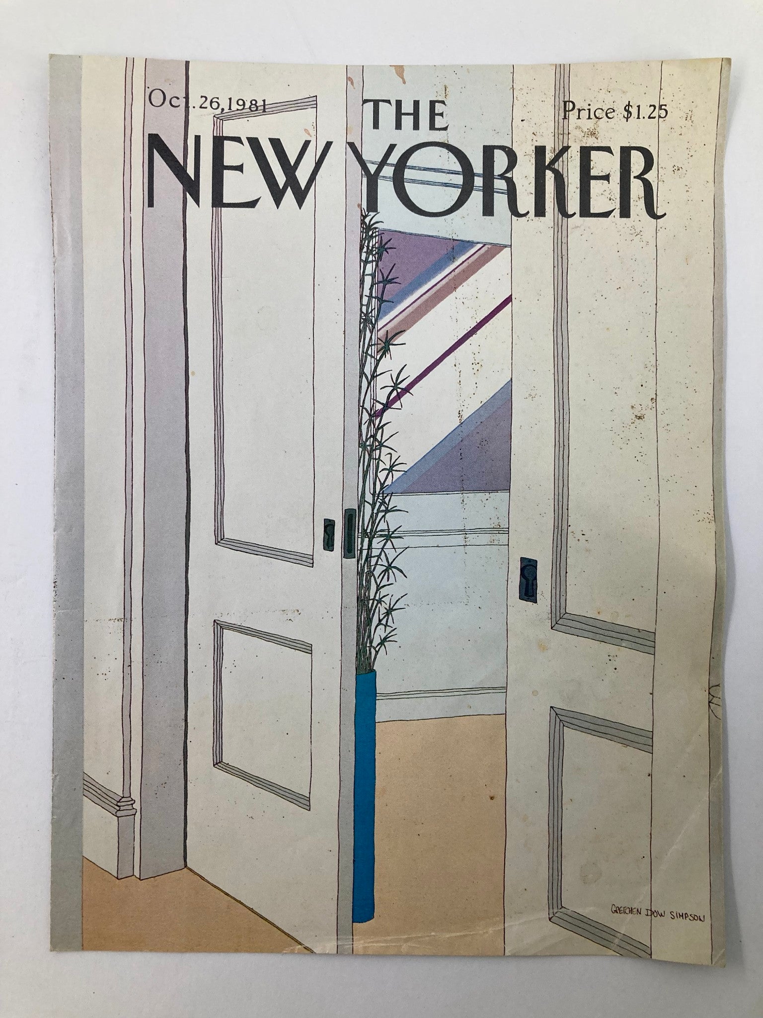 COVER ONLY The New Yorker October 26 1981 Open Doors by Gretchen S. No Label