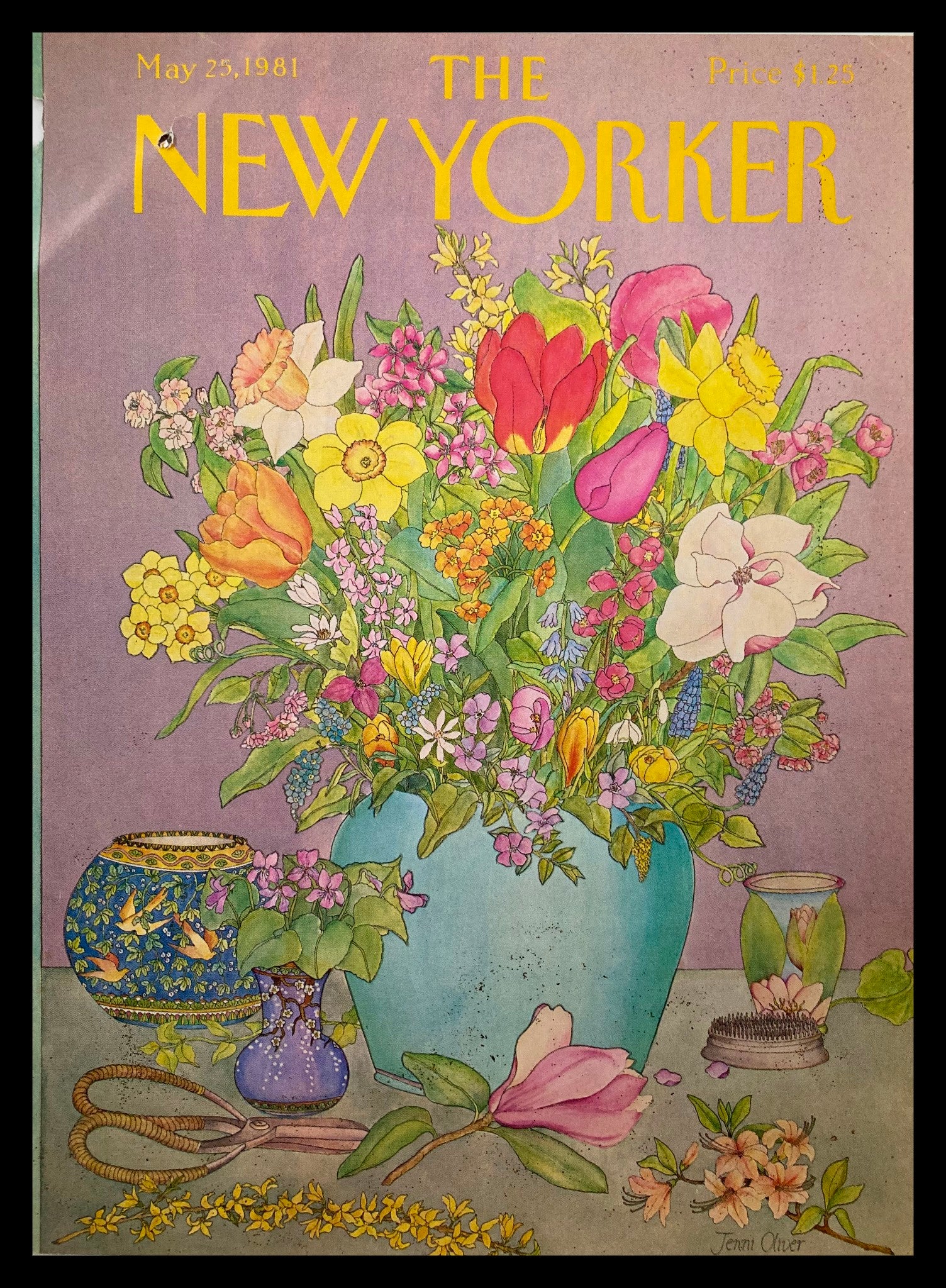 COVER ONLY The New Yorker May 25 1981 Flower Vase by Jenni Oliver No Label