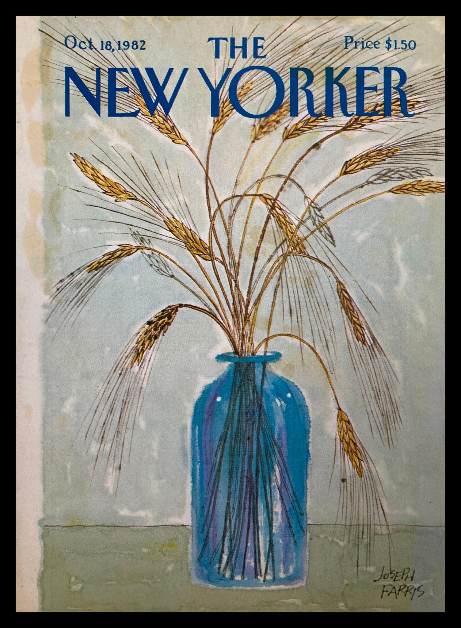 COVER ONLY The New Yorker October 18 1982 Wheat Vase by Joseph Farris No Label