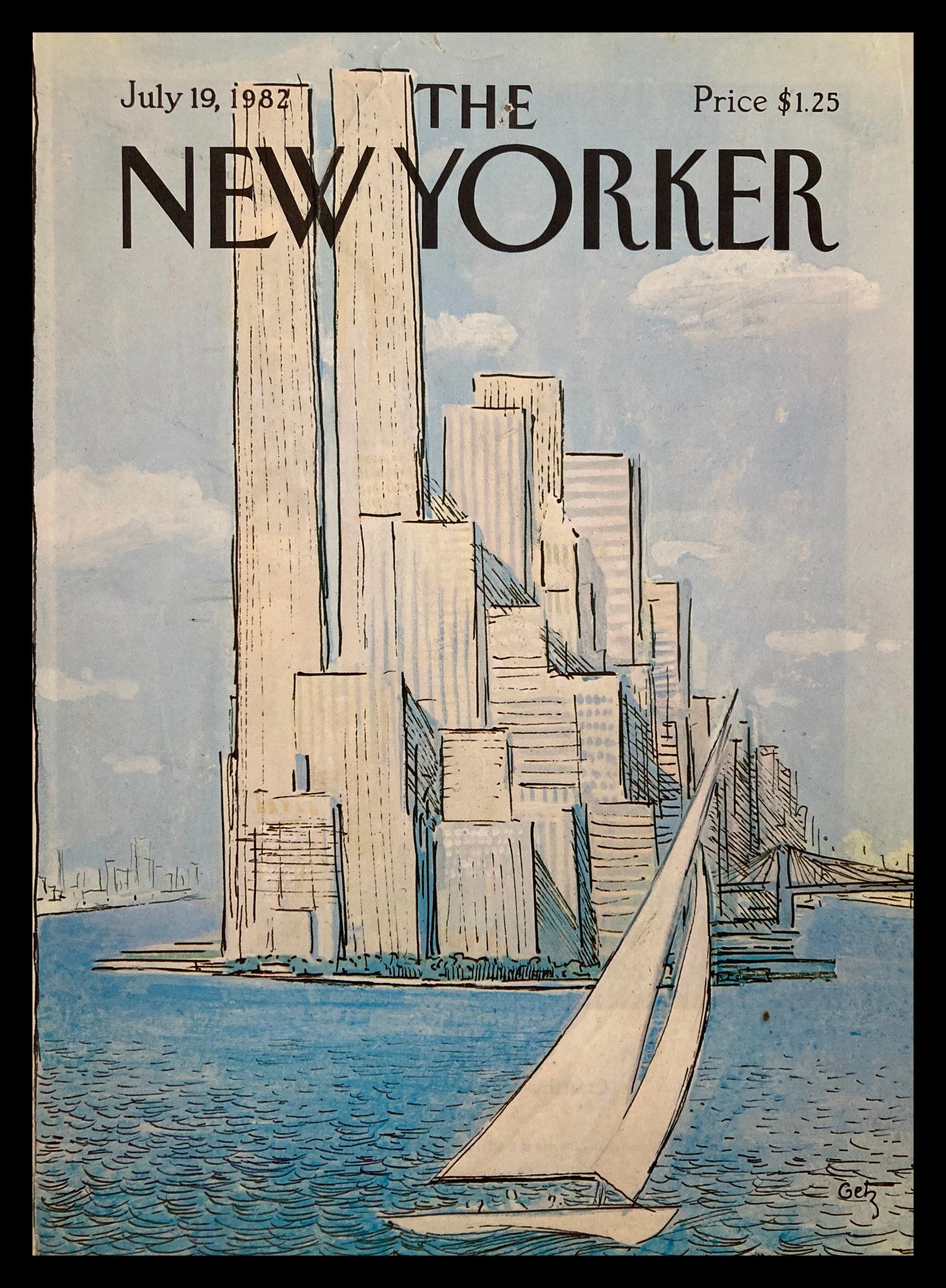 COVER ONLY The New Yorker July 19 1982 City Sailing by Arthur Getz No Label