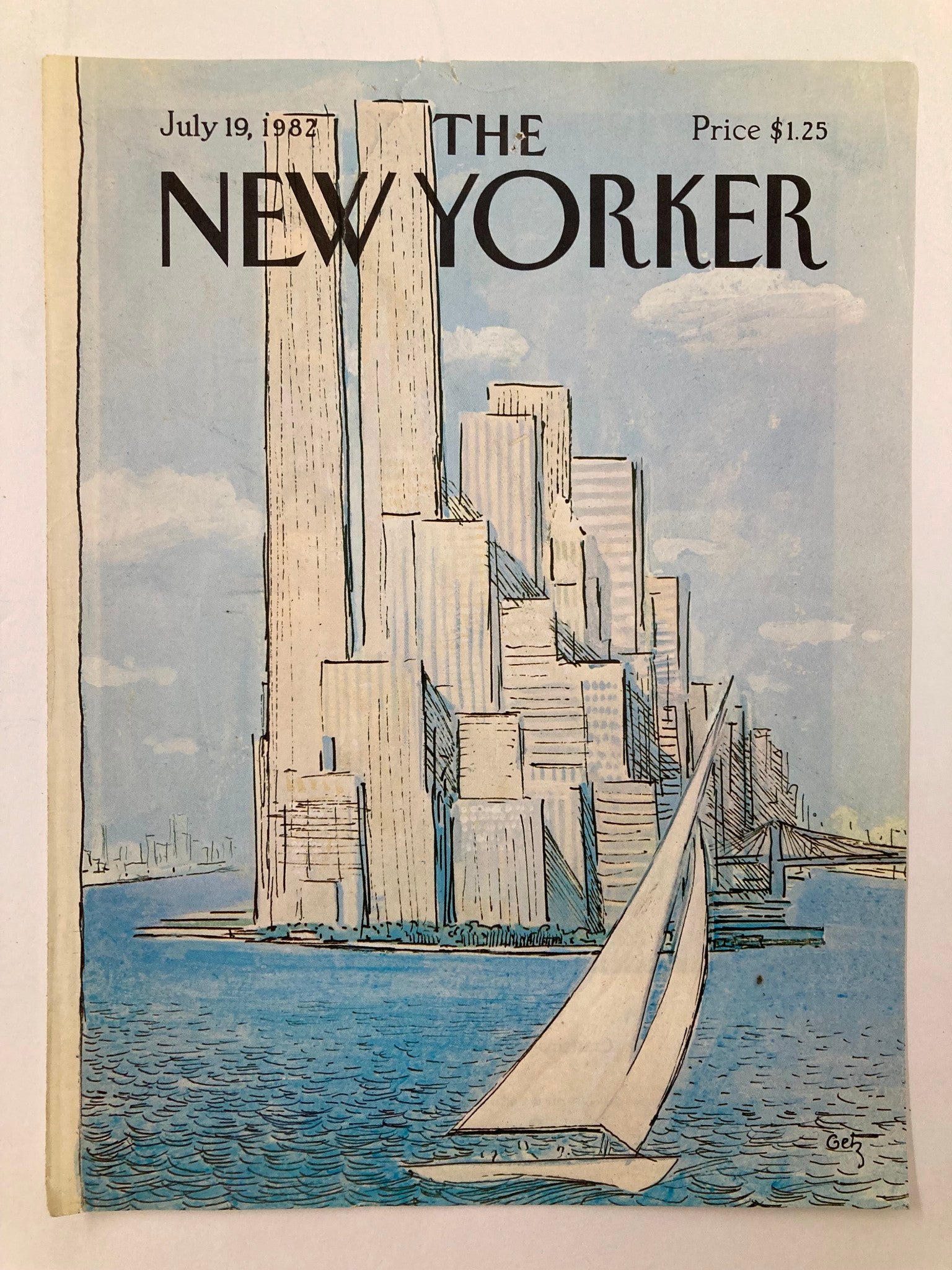 COVER ONLY The New Yorker July 19 1982 City Sailing by Arthur Getz No Label