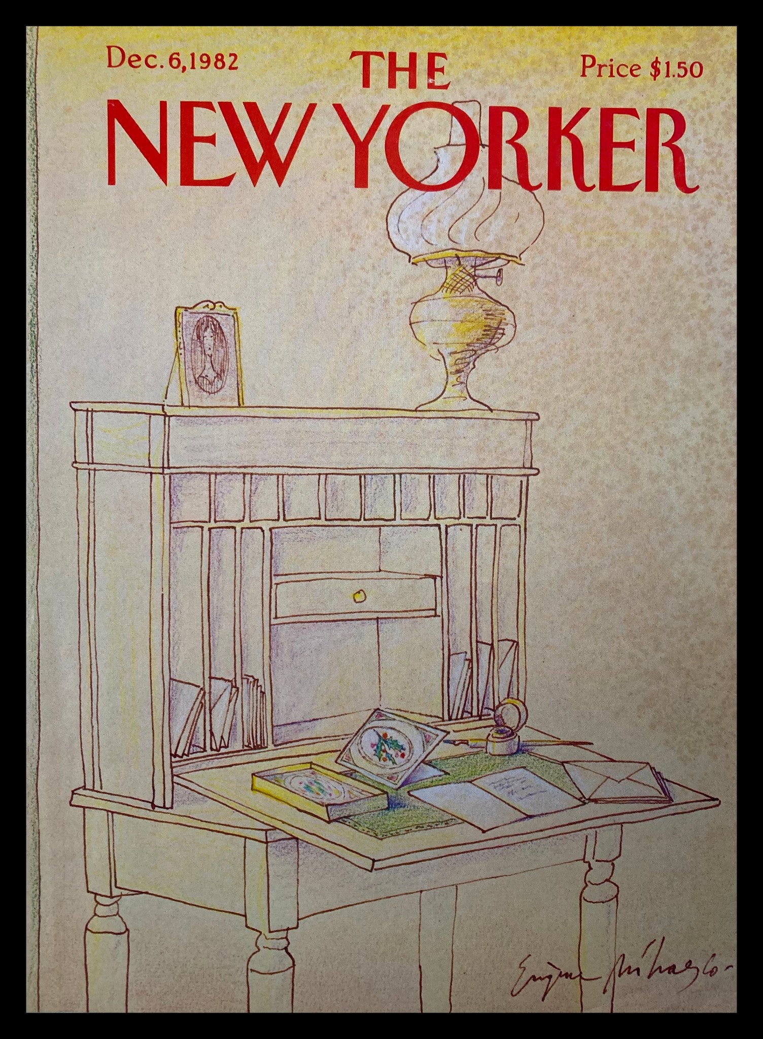 COVER ONLY The New Yorker December 6 1982 Old Desk by Eugene Mihaesco No Label