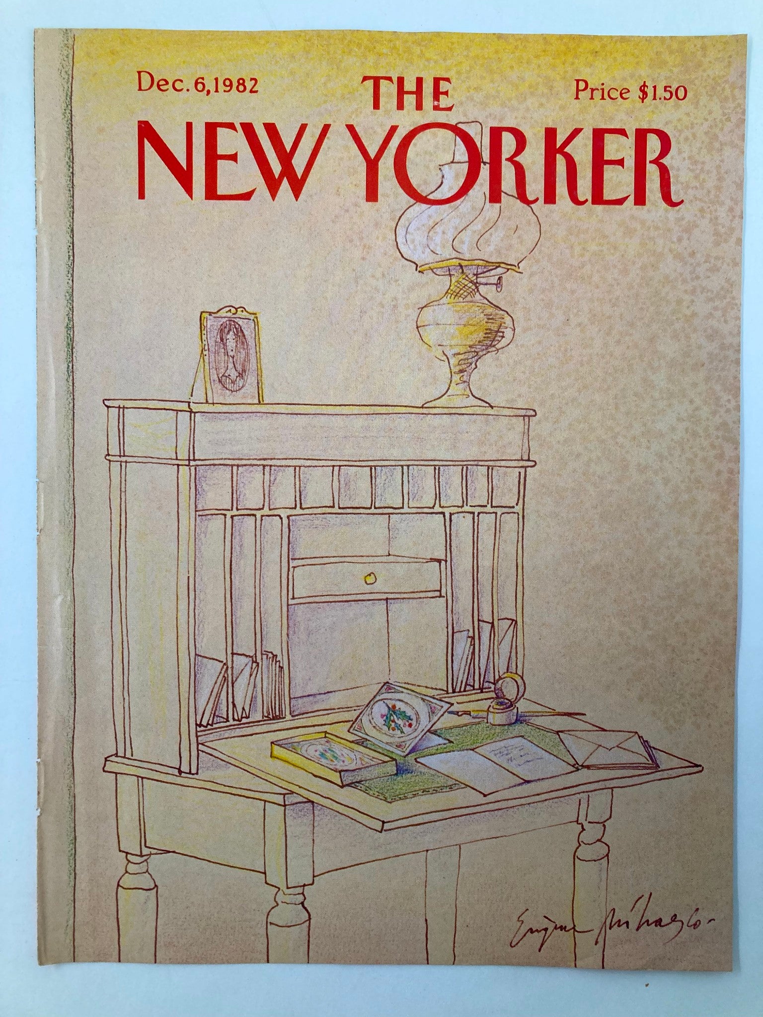 COVER ONLY The New Yorker December 6 1982 Old Desk by Eugene Mihaesco No Label