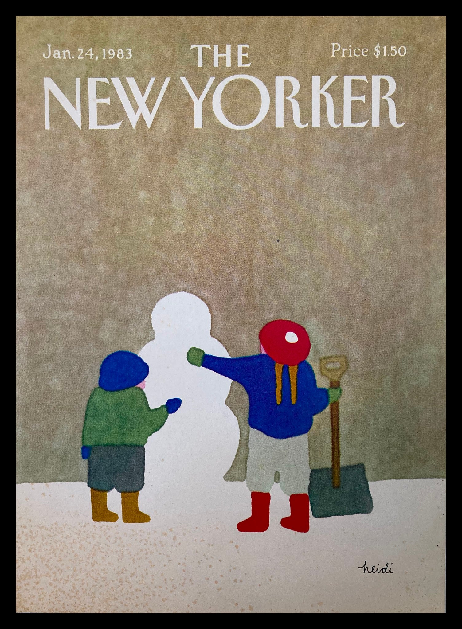 COVER ONLY The New Yorker January 24 1983 Snowman by Heidi Goennel No Label