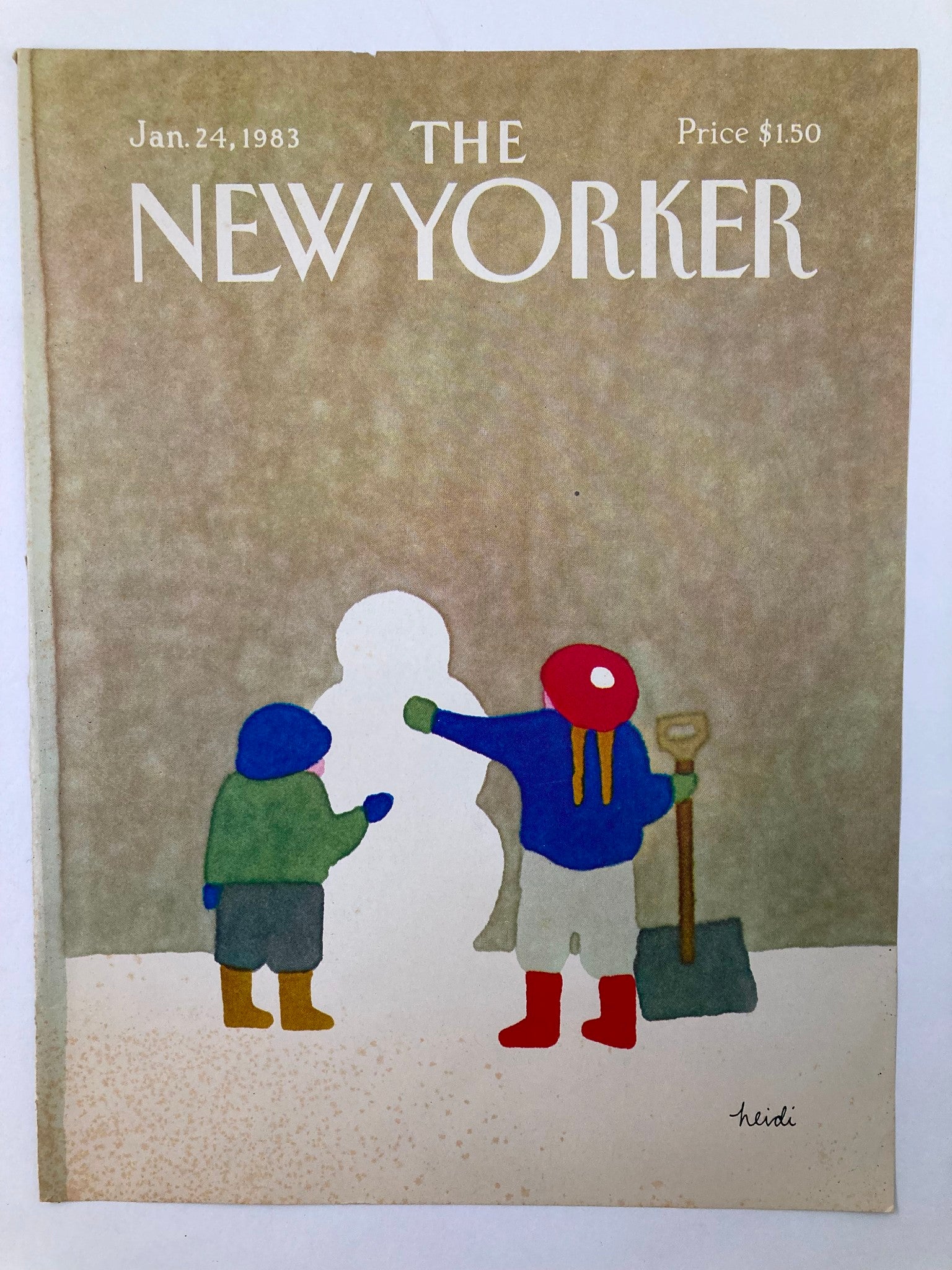 COVER ONLY The New Yorker January 24 1983 Snowman by Heidi Goennel No Label