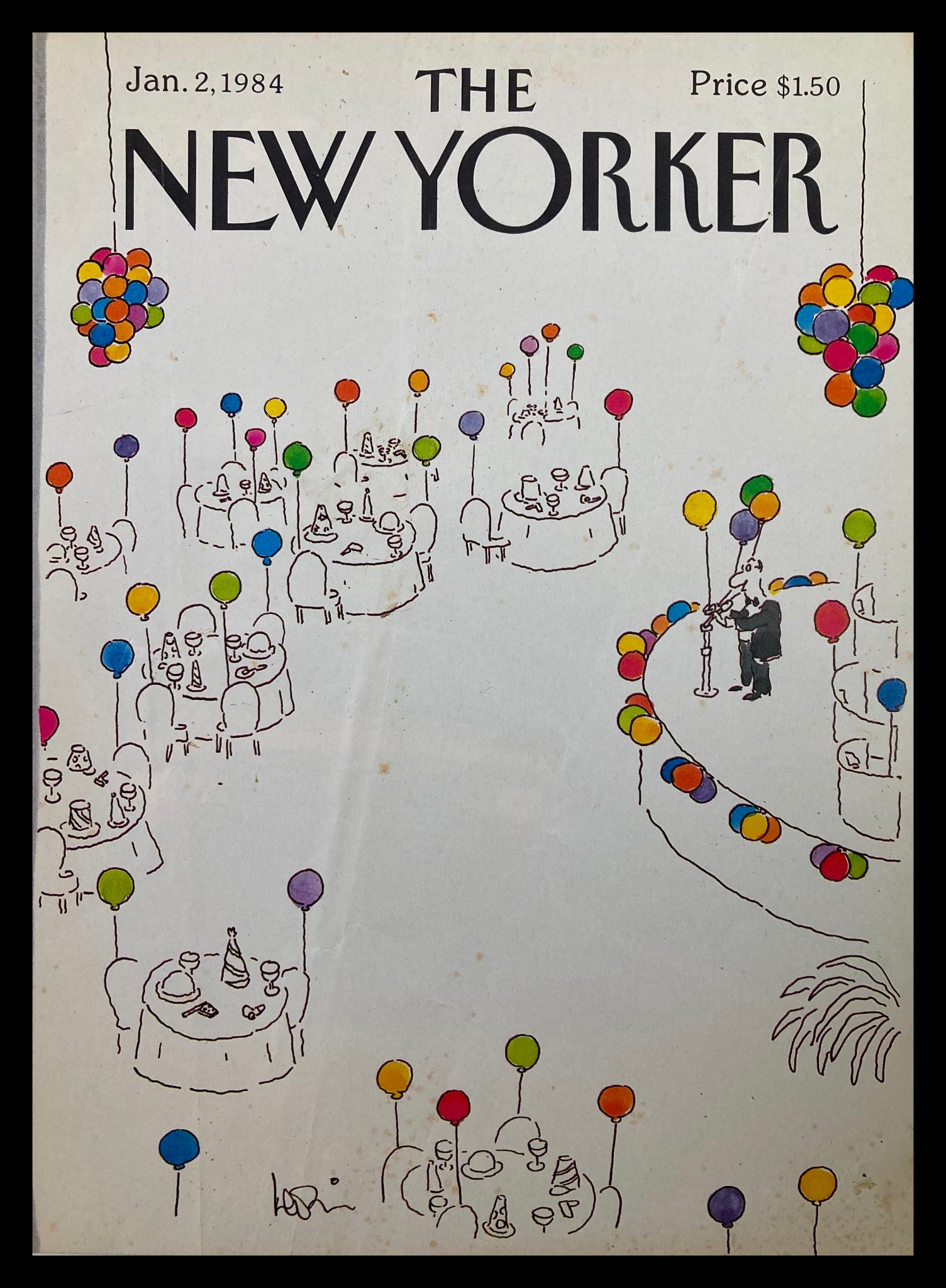 COVER ONLY The New Yorker January 2 1984 Party by Heidi Goennel No Label