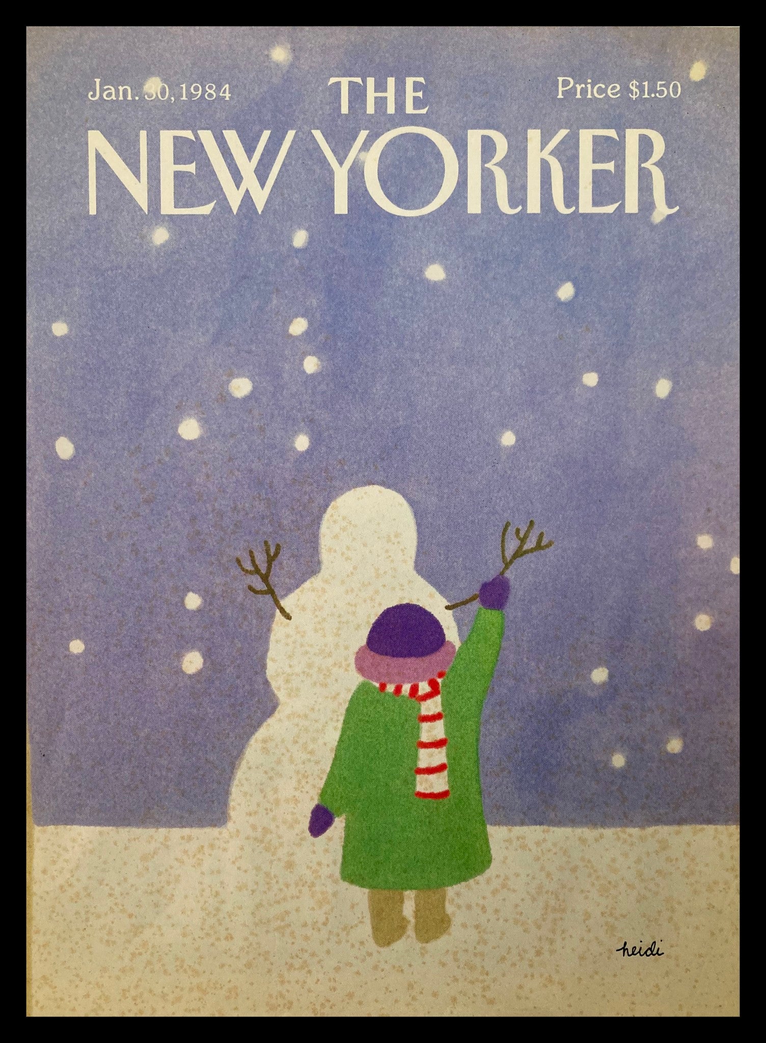 COVER ONLY The New Yorker January 30 1984 Building Snowman by Heidi No Label