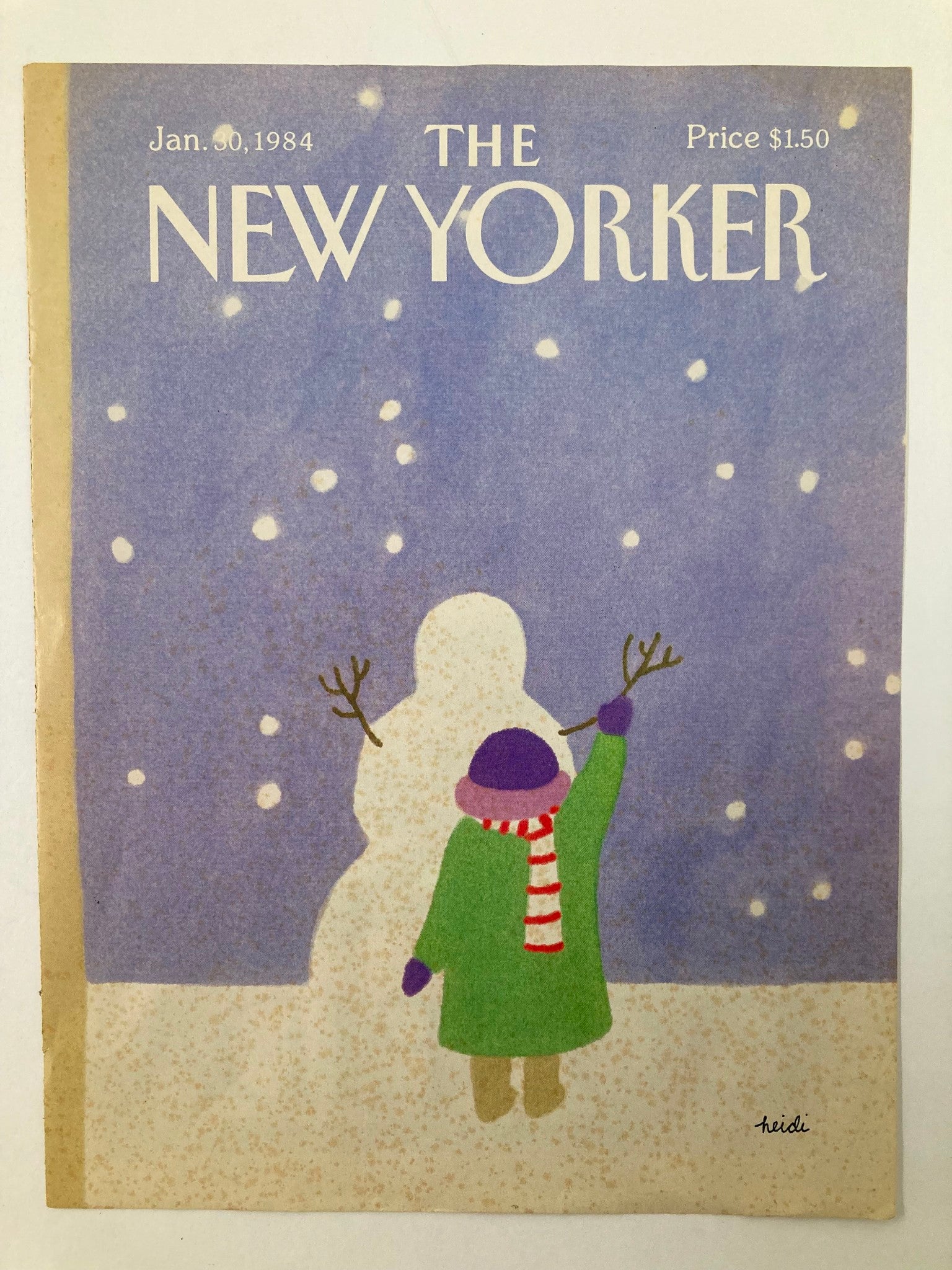 COVER ONLY The New Yorker January 30 1984 Building Snowman by Heidi No Label