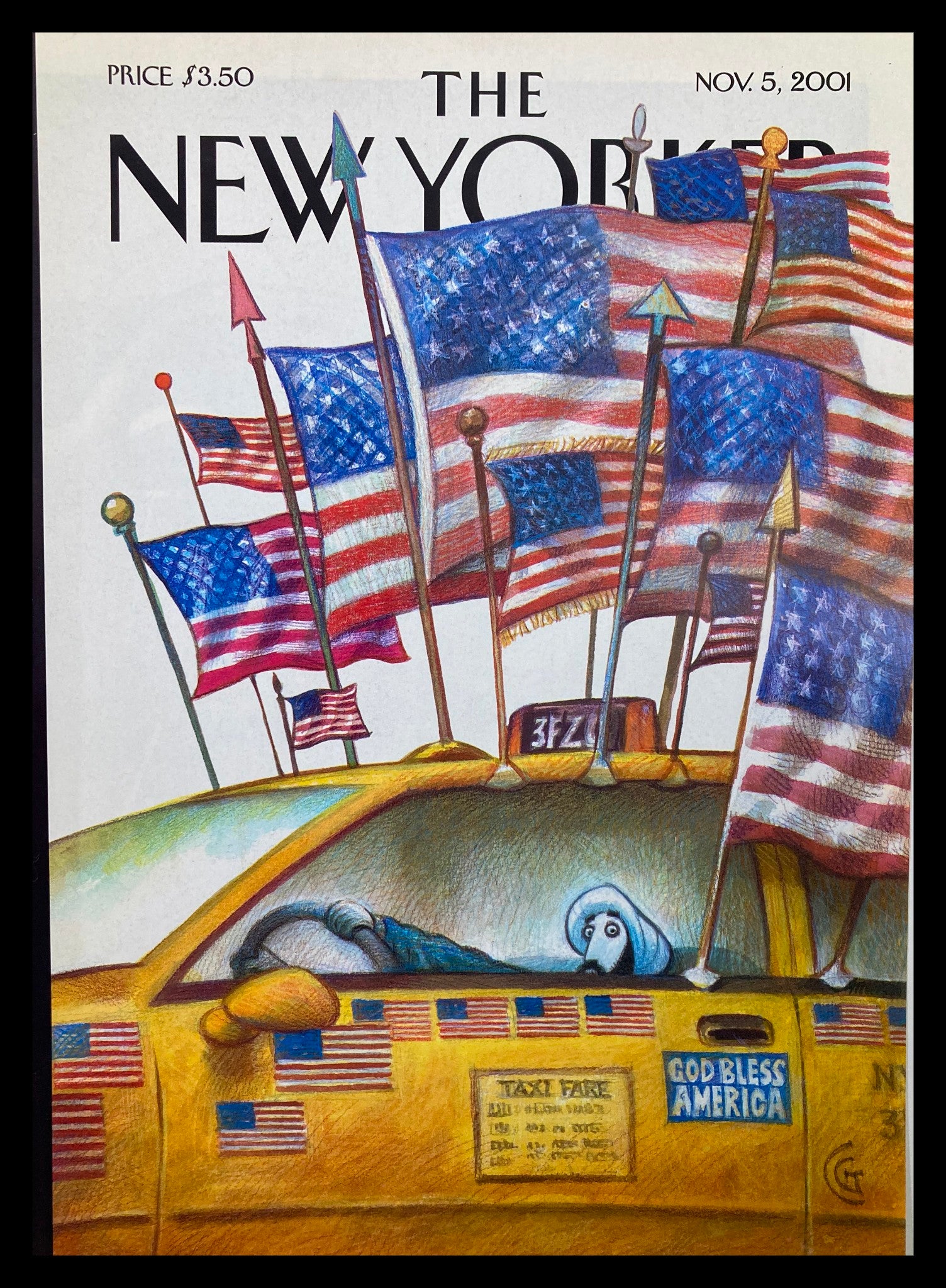 COVER ONLY The New Yorker November 5 2001 Taxi Fare by Carter Goodrich No Label