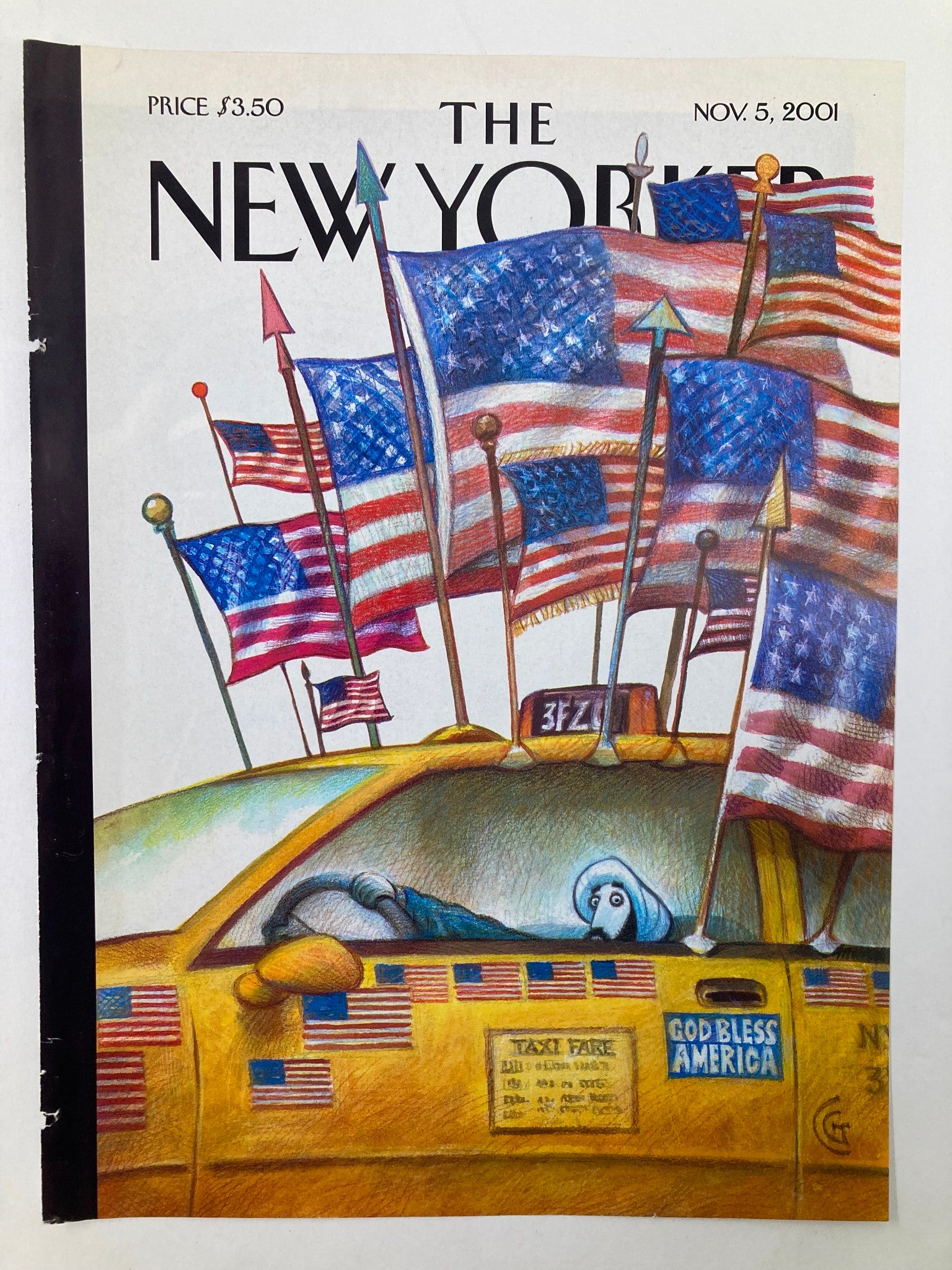 COVER ONLY The New Yorker November 5 2001 Taxi Fare by Carter Goodrich No Label