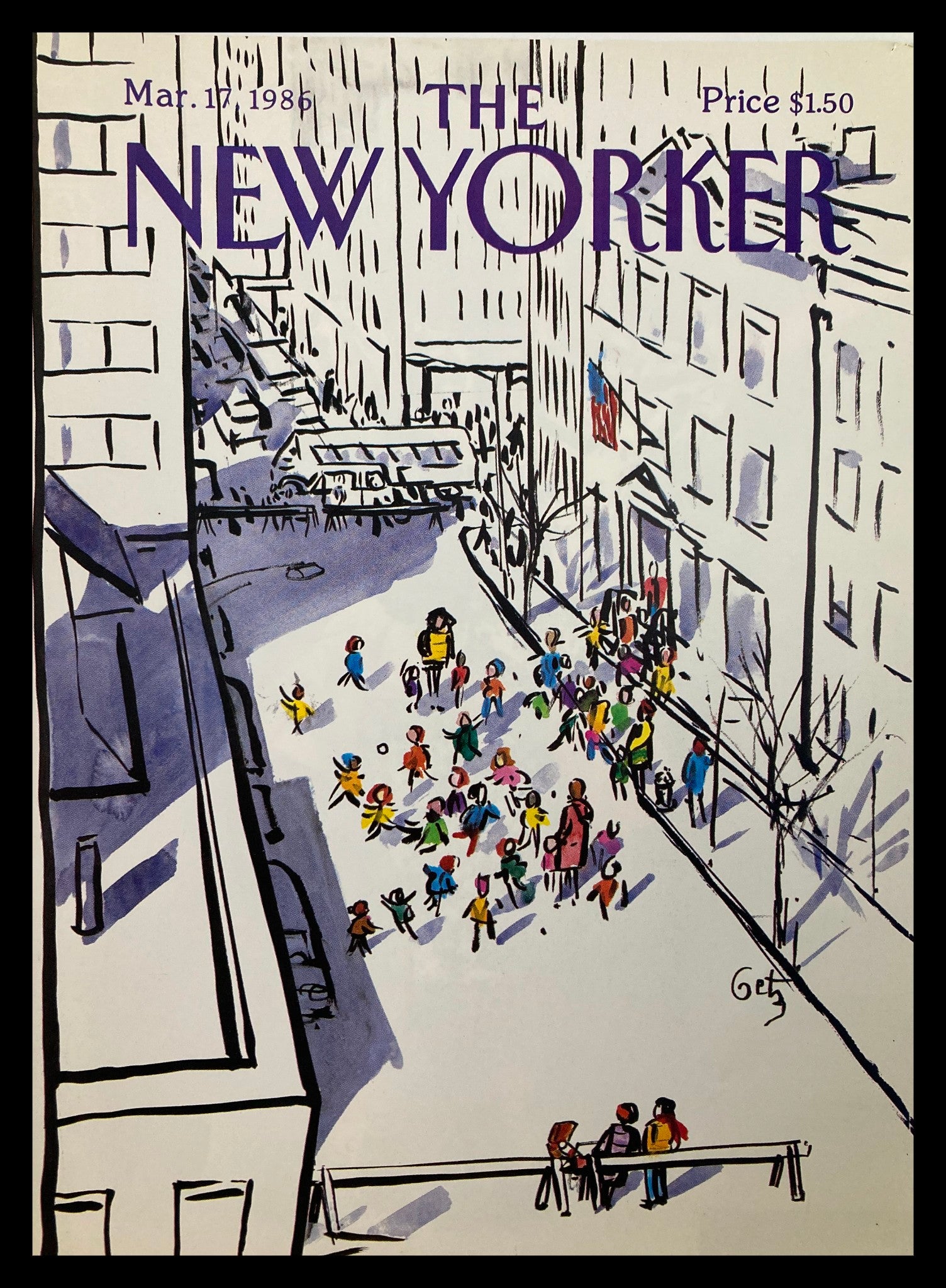 COVER ONLY The New Yorker March 17 1986 Community by Arthur Getz No Label