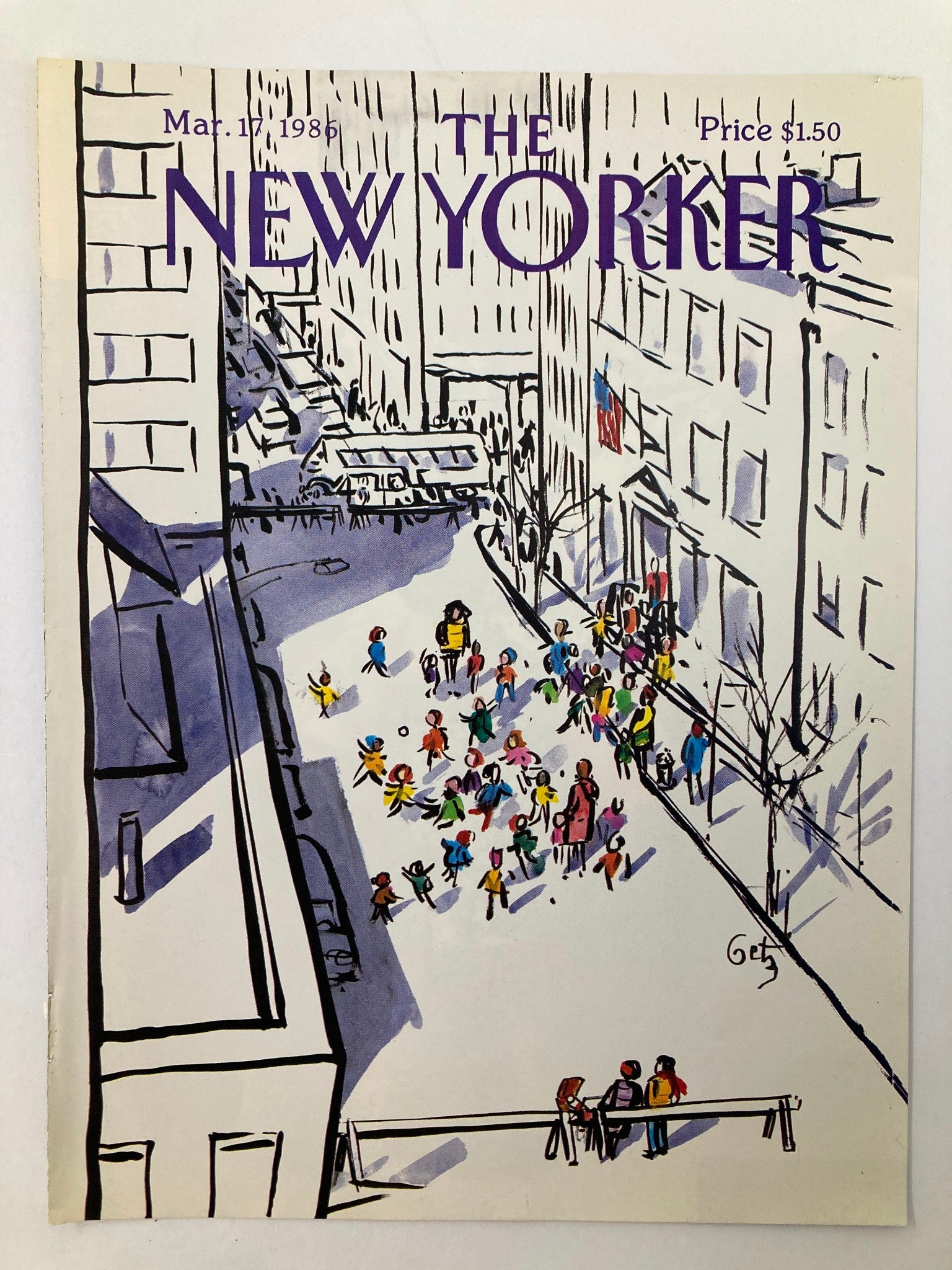 COVER ONLY The New Yorker March 17 1986 Community by Arthur Getz No Label