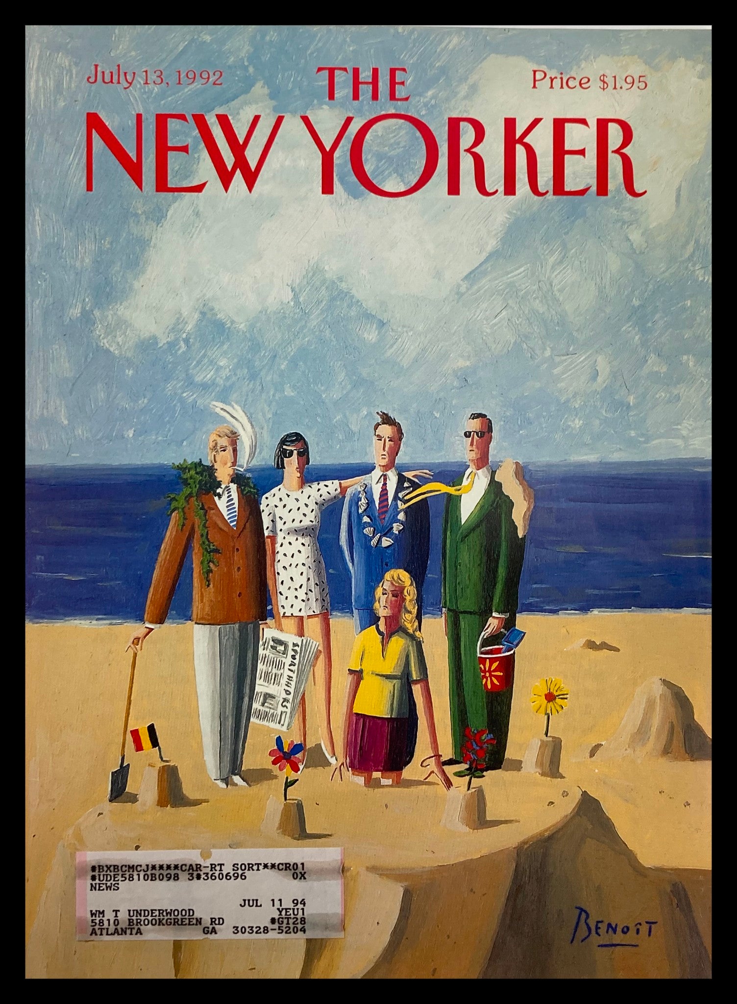 COVER ONLY The New Yorker July 13 1992 Beach Owners by Chris Benoit