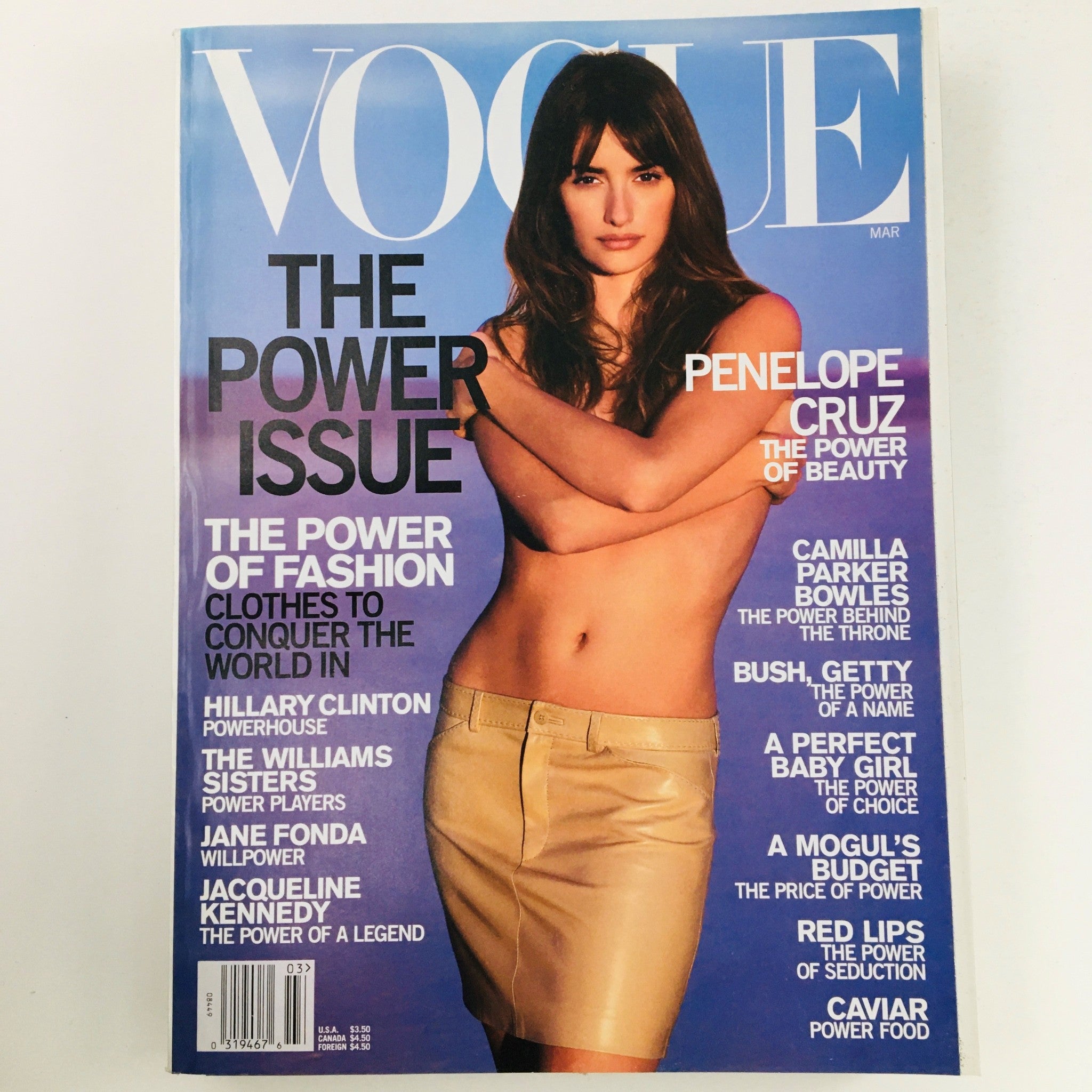 Vogue Magazine March 2001 Spanish Actress Penélope Cruz, No Label VG