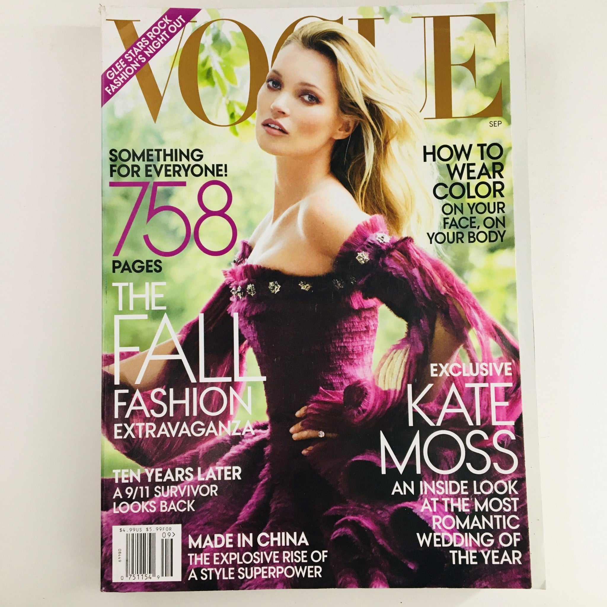 Vogue Magazine September 2011 English Supermodel Kate Moss, No Label VG