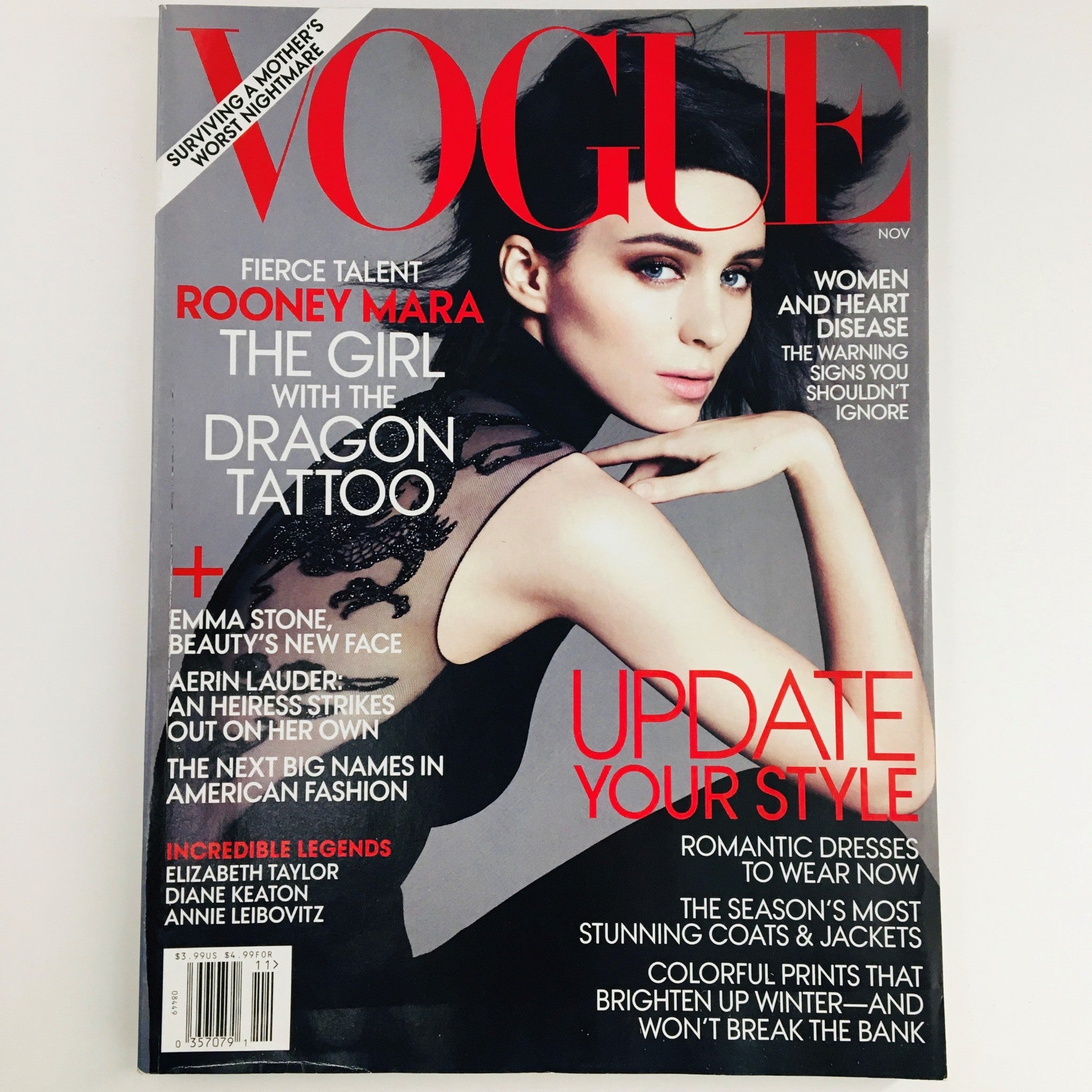 Vogue Magazine November 2011 American Actress Rooney Mara, No Label VG