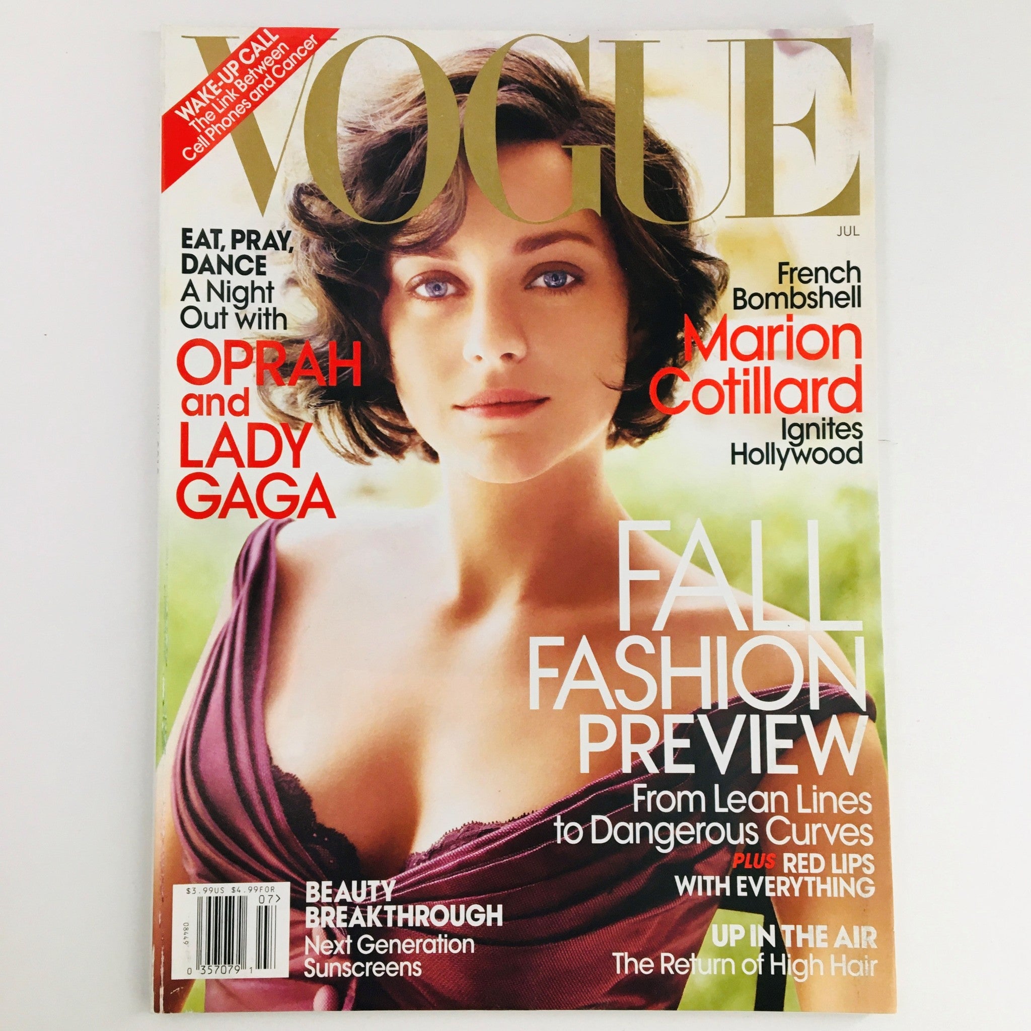 Vogue Magazine July 2010 French Actress Bombshell Marion Cotillard, No Label VG