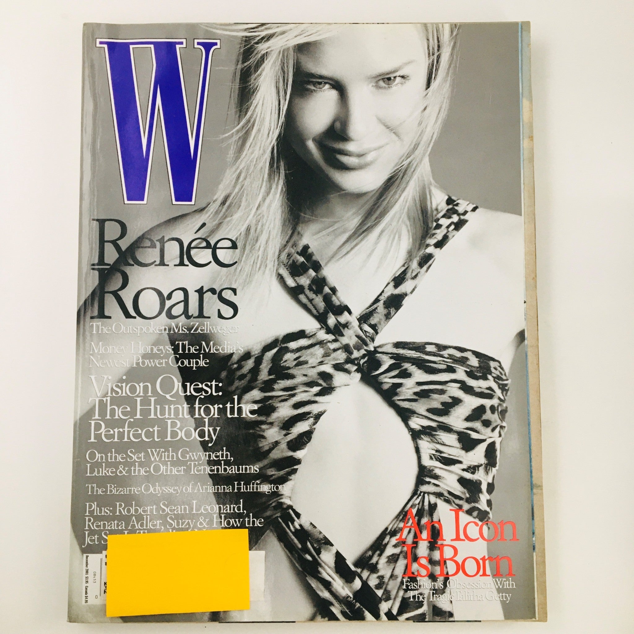 W Magazine December 2001 Actress Renée Zellweger Roars in Naked Truth Issue