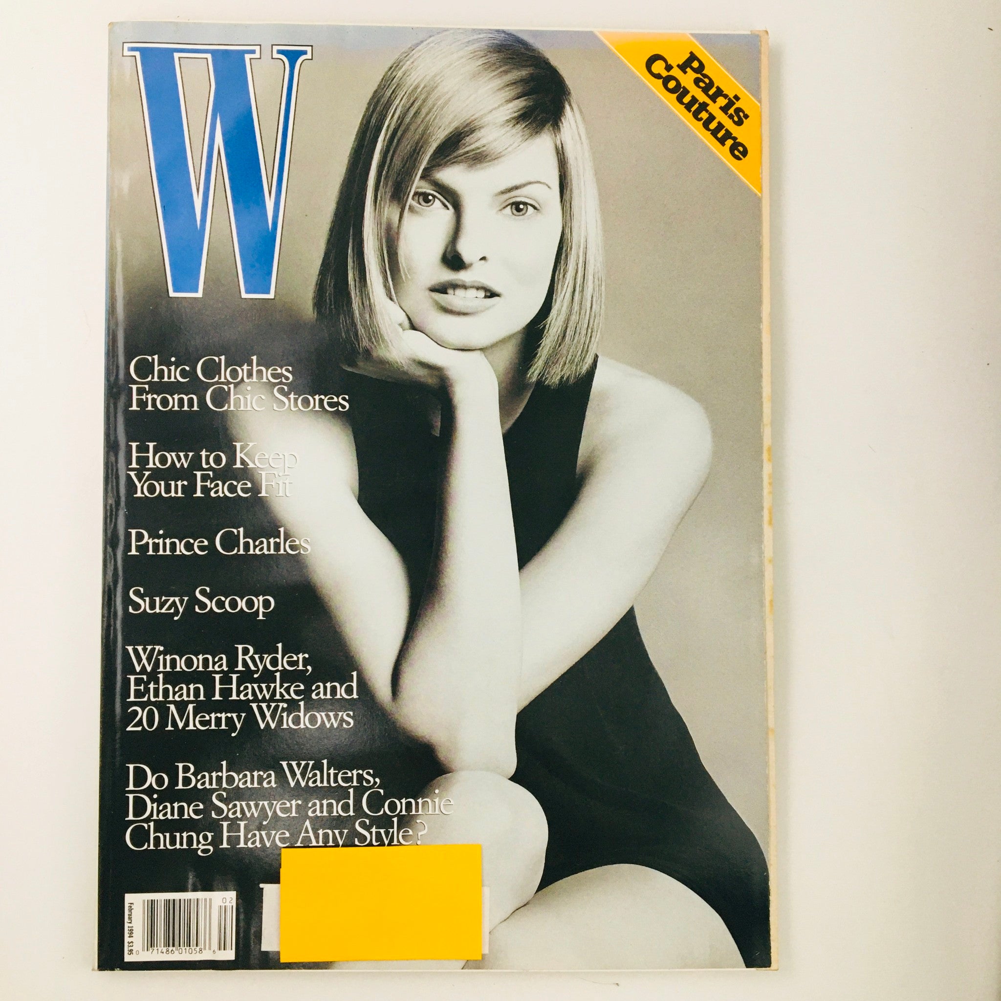 W Magazine February 1994 Canadian Model Linda Evangelista Plus Barbara Walters