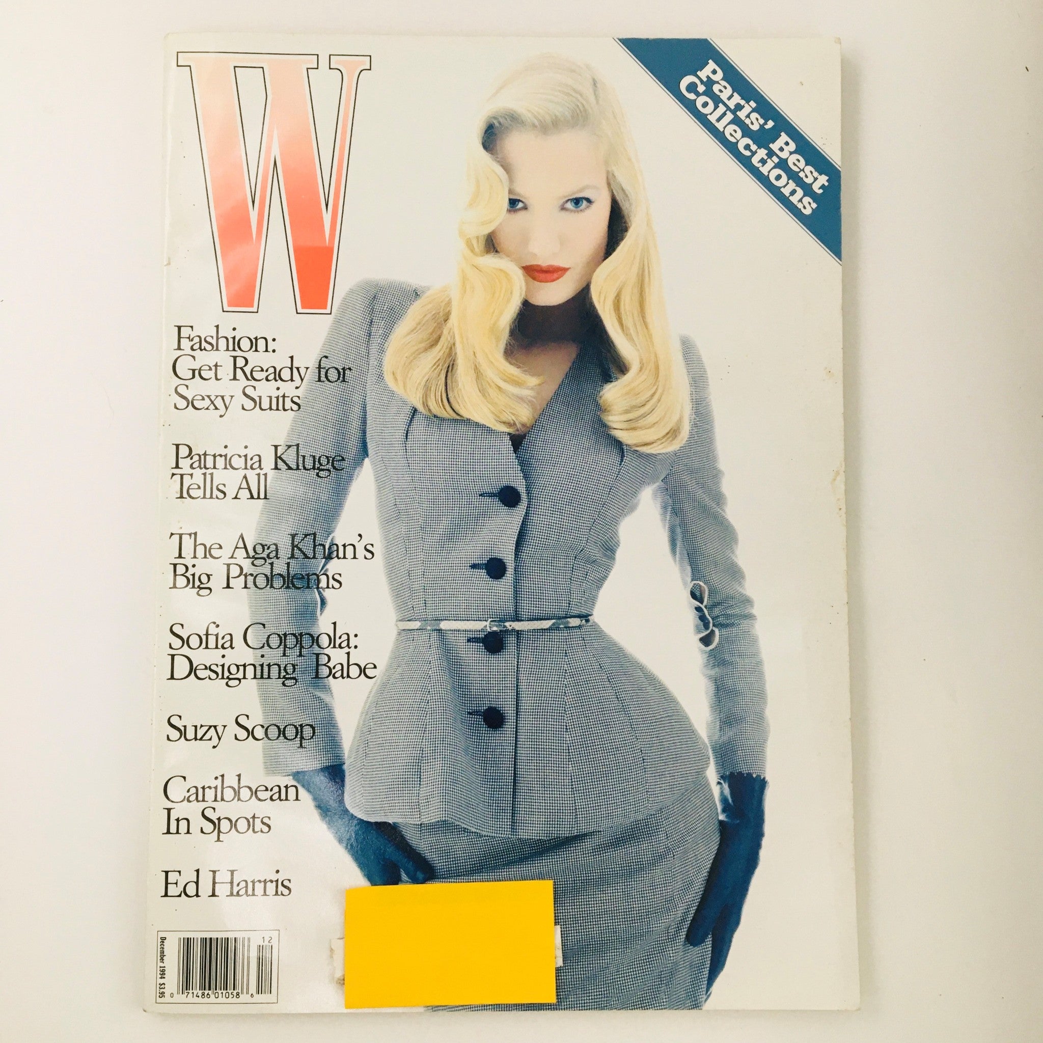 W Magazine December 1994 Dutch Model Karen Mulder Cover Plus Ed Harris Feature