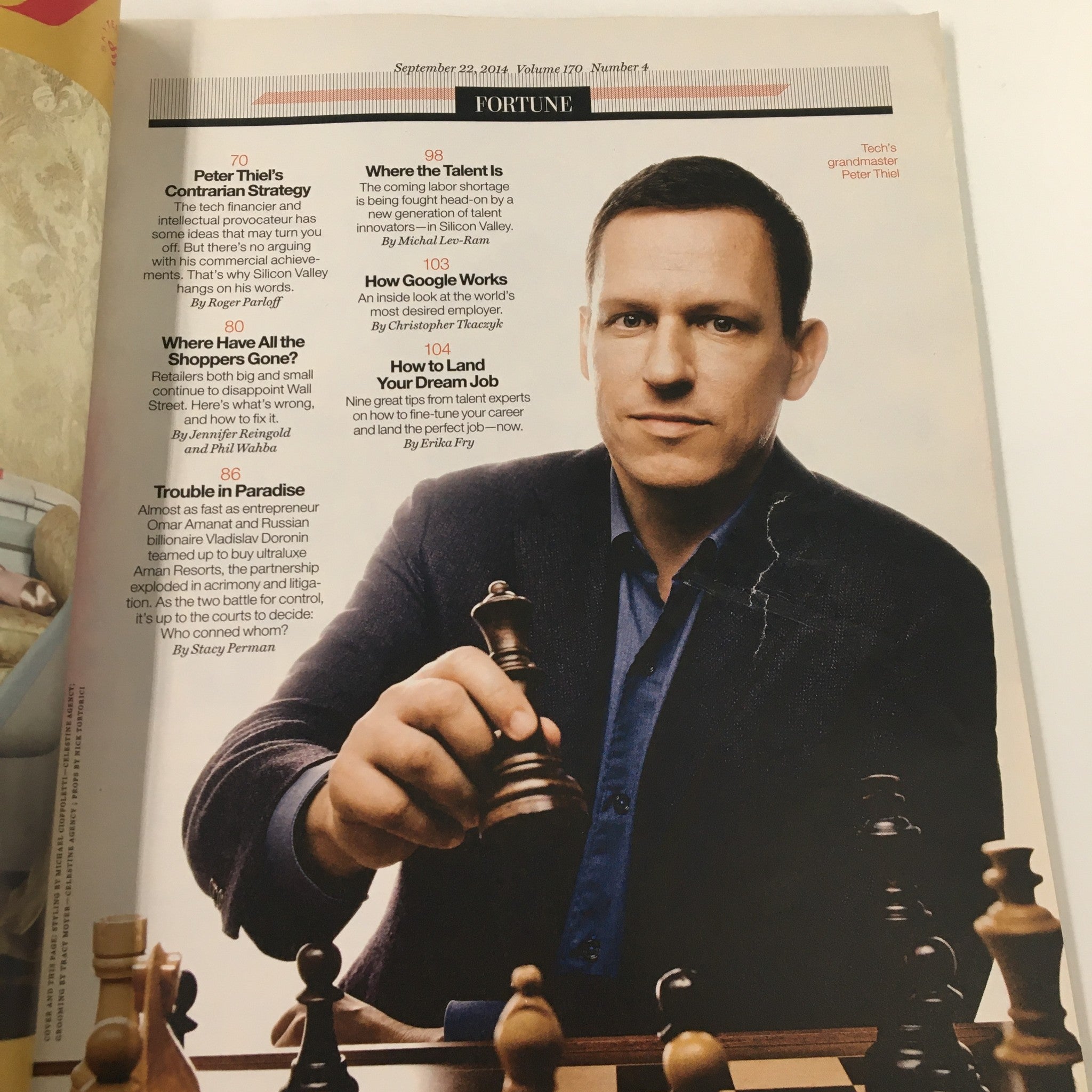 Fortune Magazine September 22 2014 Peter Thiel Billionaire Philosopher