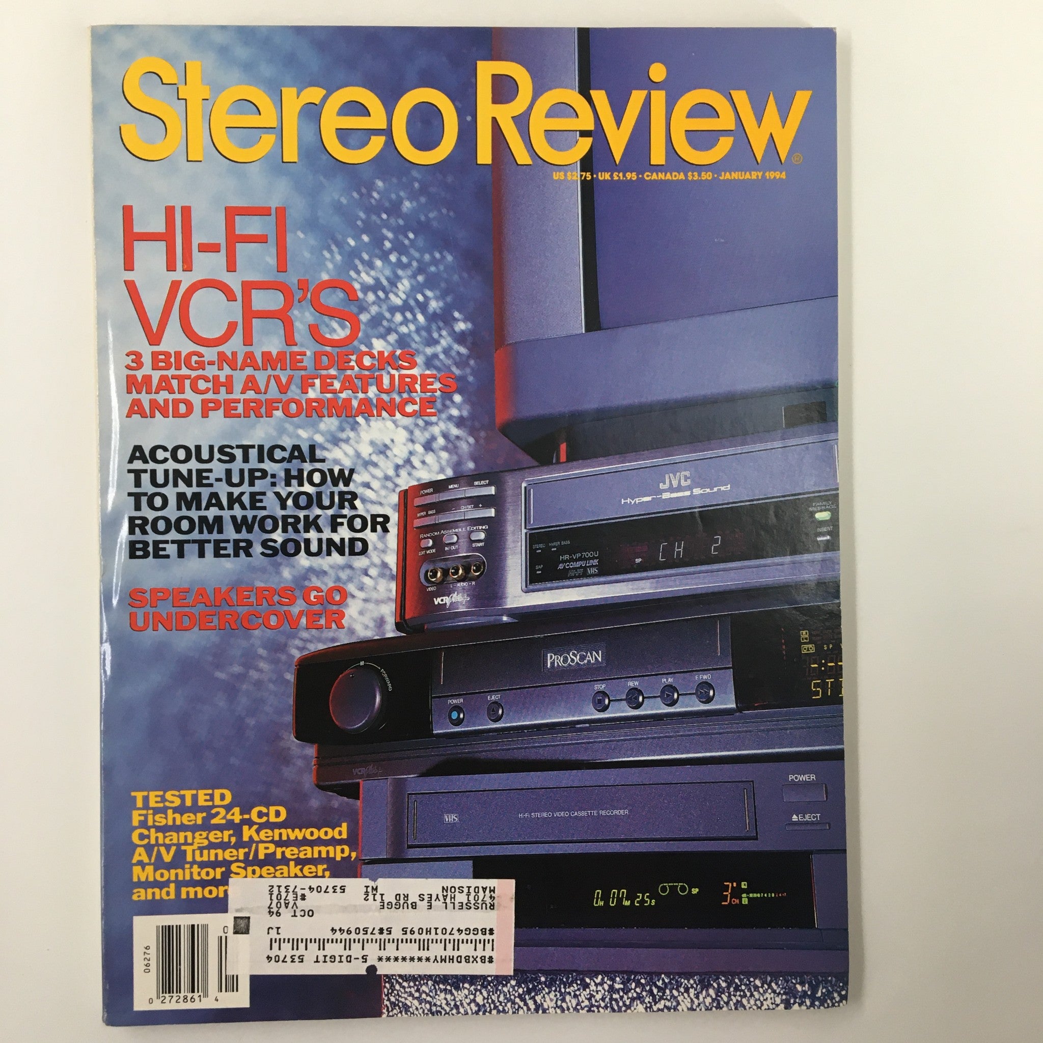 Stereo Review Magazine January 1994 Fisher 24-CD Changer and Kenwood A/V Turner