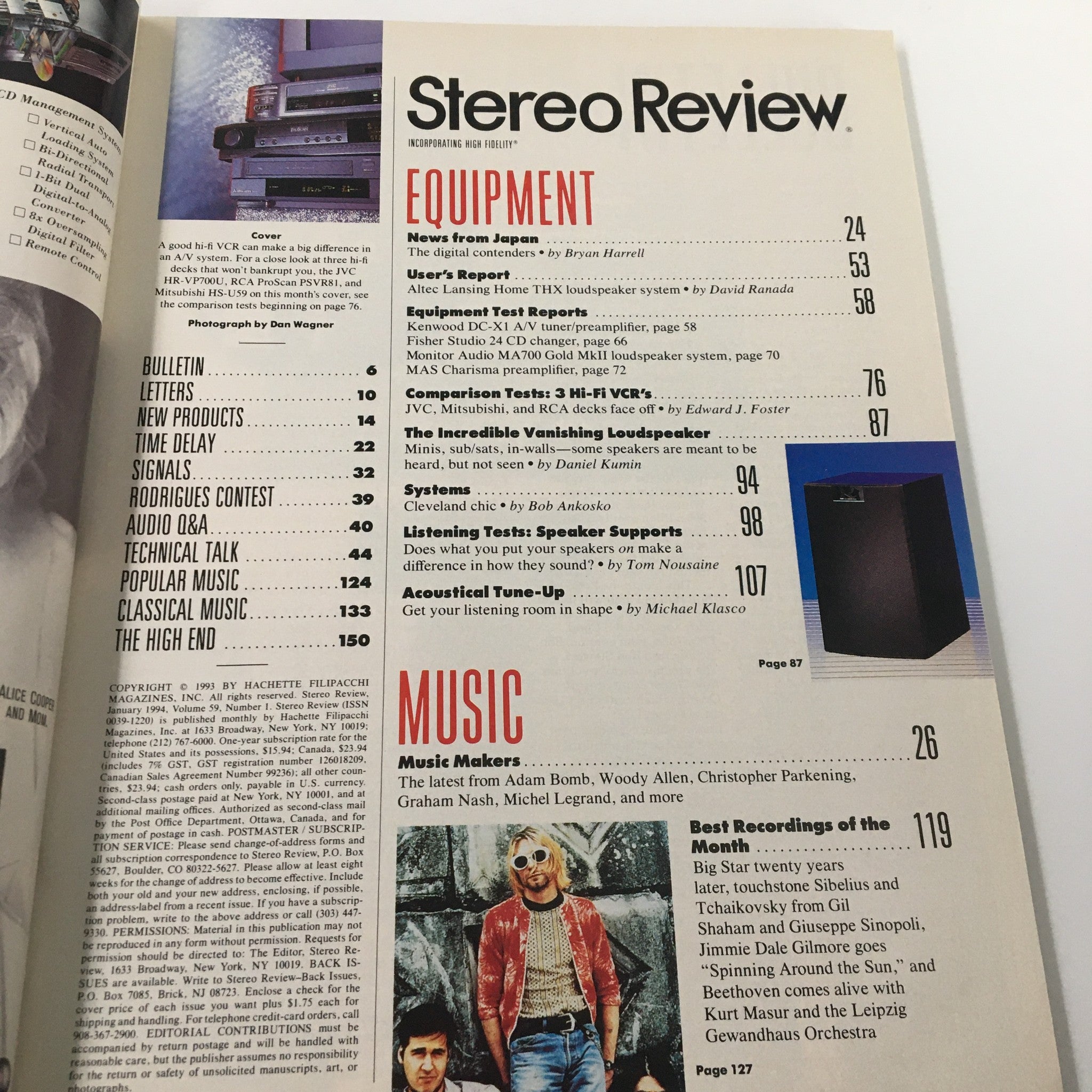 Stereo Review Magazine January 1994 Fisher 24-CD Changer and Kenwood A/V Turner