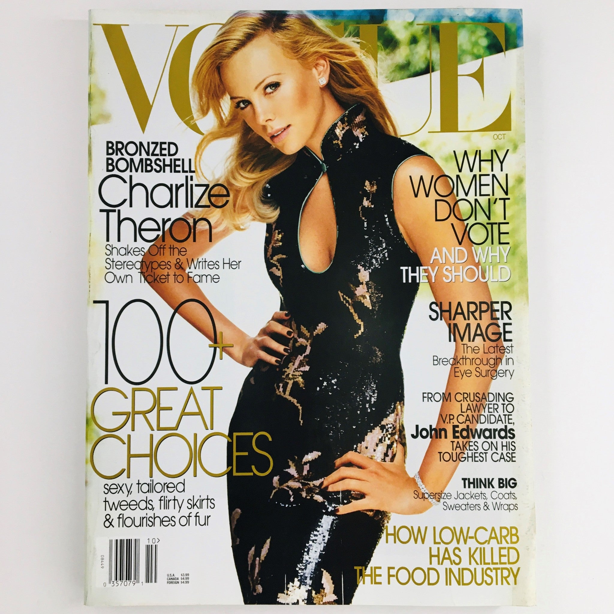 Vogue Magazine October 2004 Bronze Bombshell Charlize Theron, No Label VG