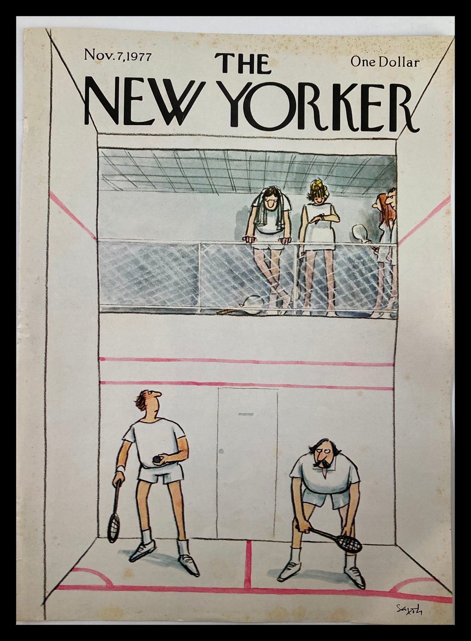 COVER ONLY The New Yorker November 7 1977 Tennis Game by Charles Saxon No Label