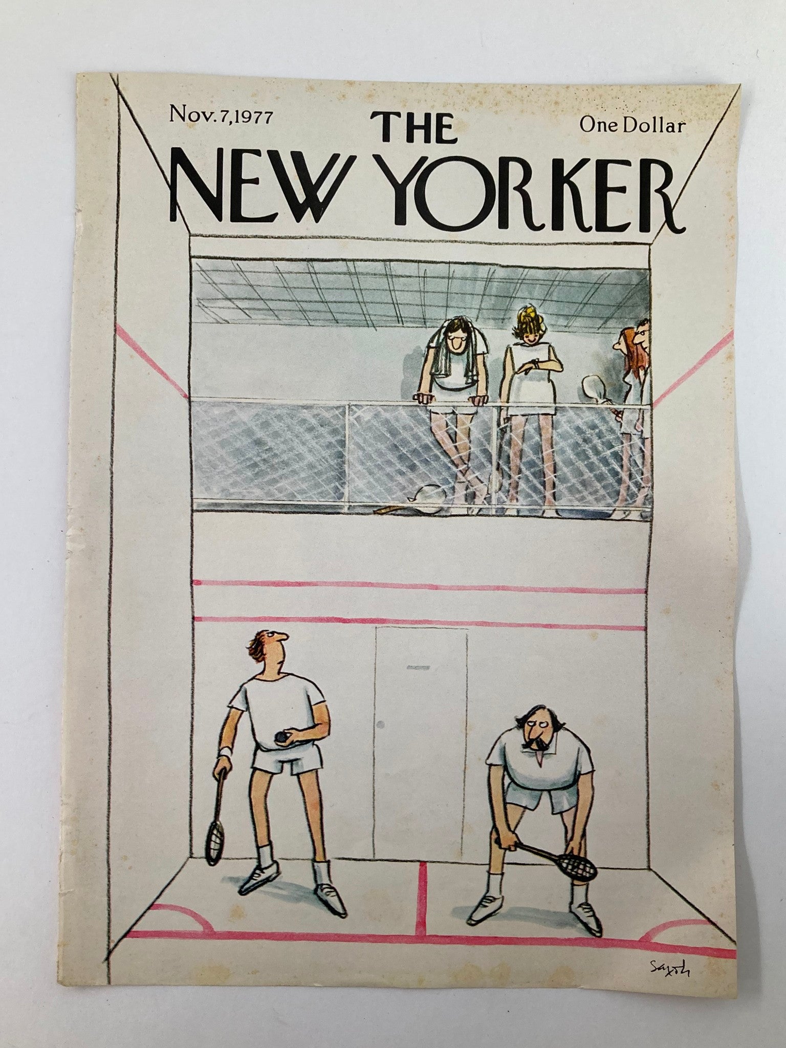 COVER ONLY The New Yorker November 7 1977 Tennis Game by Charles Saxon No Label