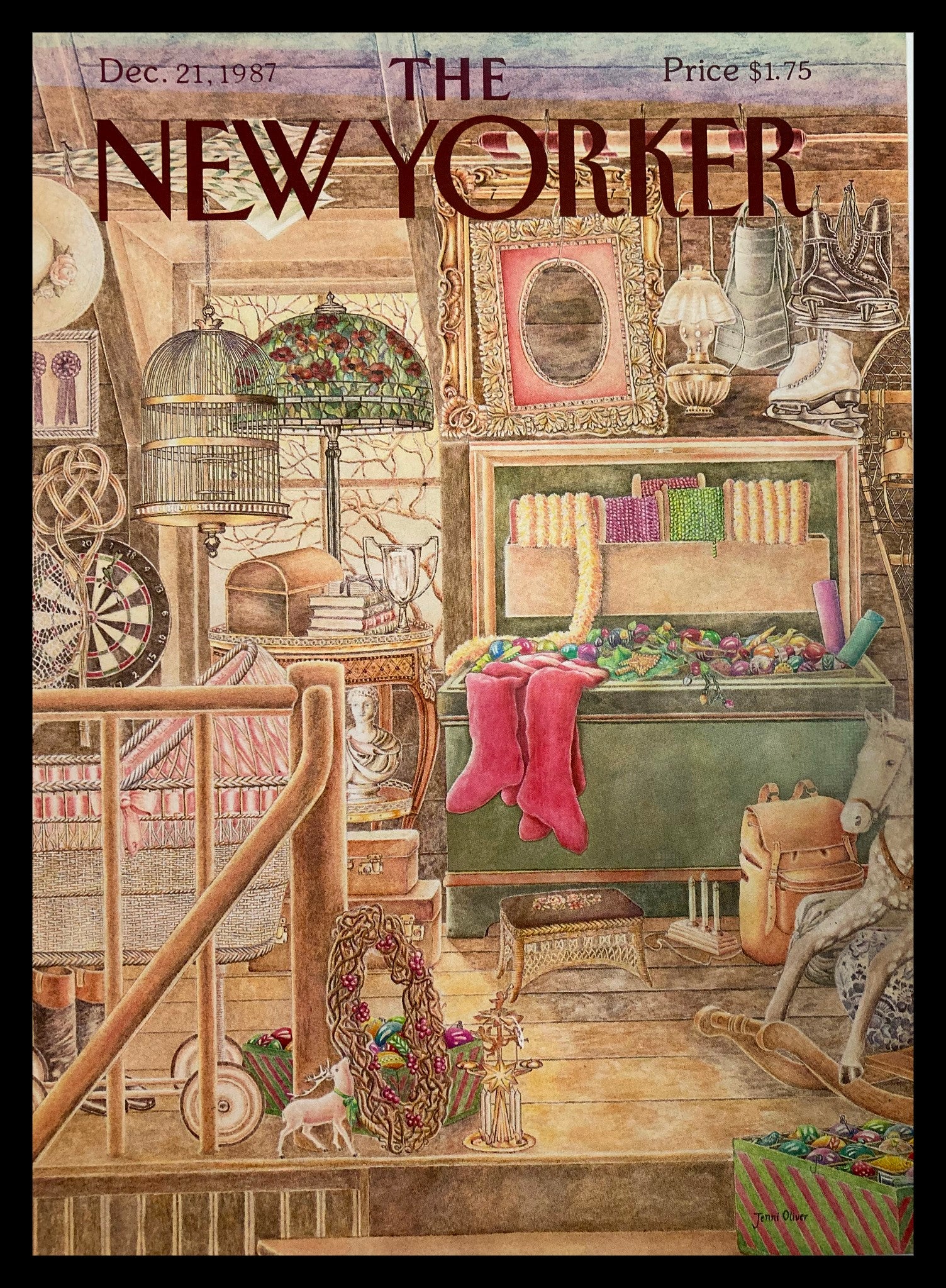 COVER ONLY The New Yorker December 21 1987 Antiques by Jenni Oliver No Label