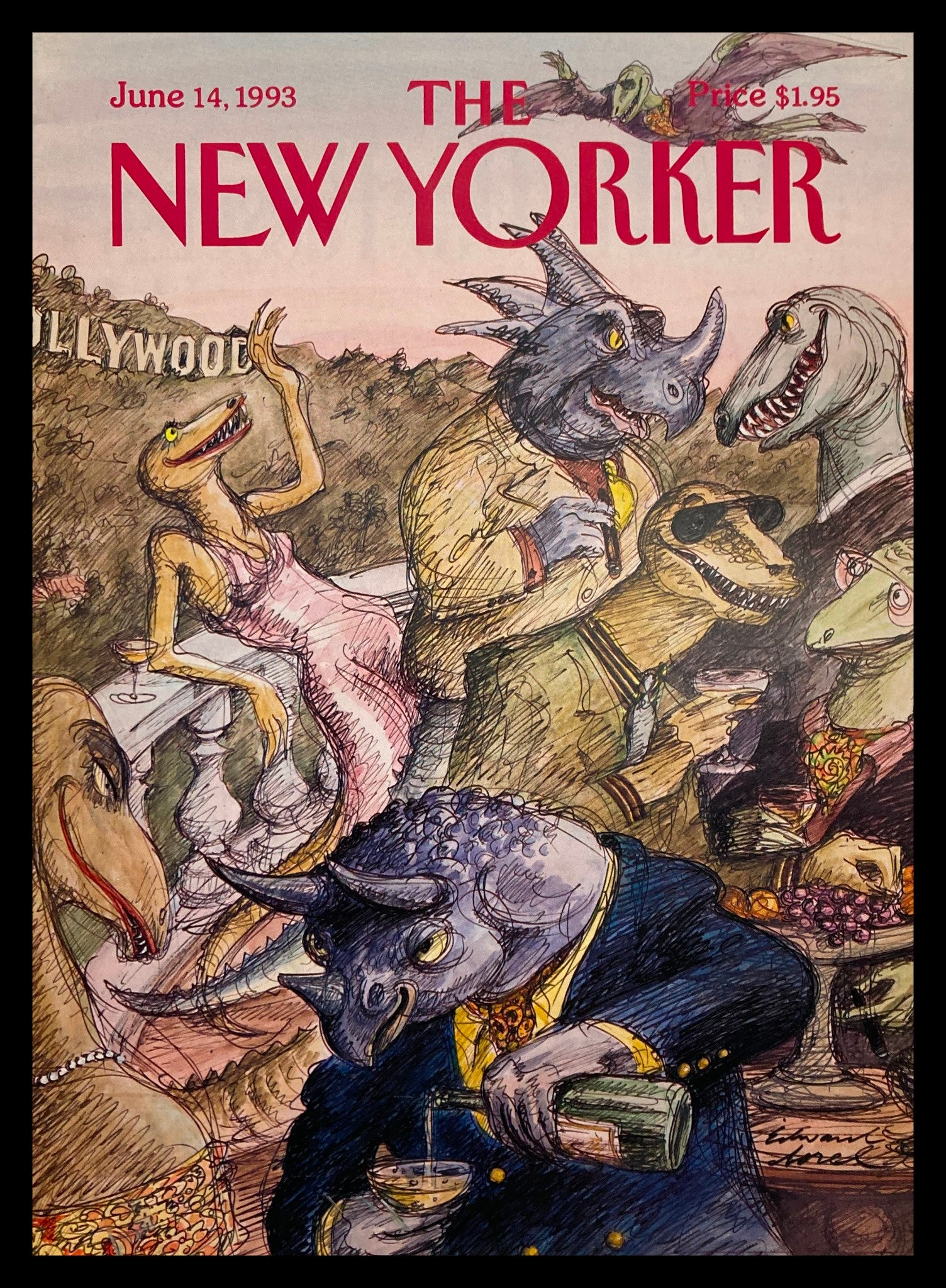 COVER ONLY The New Yorker June 14 1993 Hollywood Monsters by Ed Sorel No Label