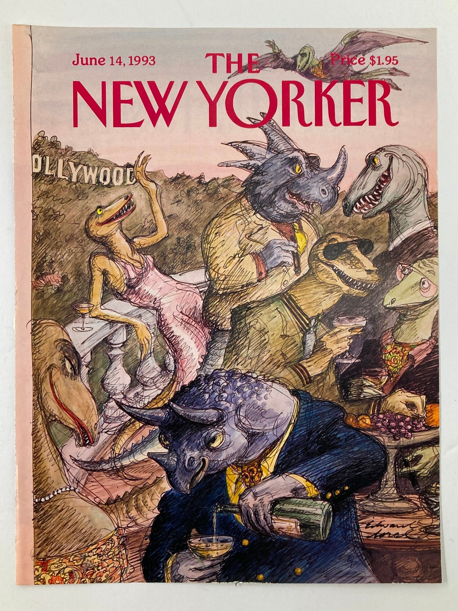 COVER ONLY The New Yorker June 14 1993 Hollywood Monsters by Ed Sorel No Label