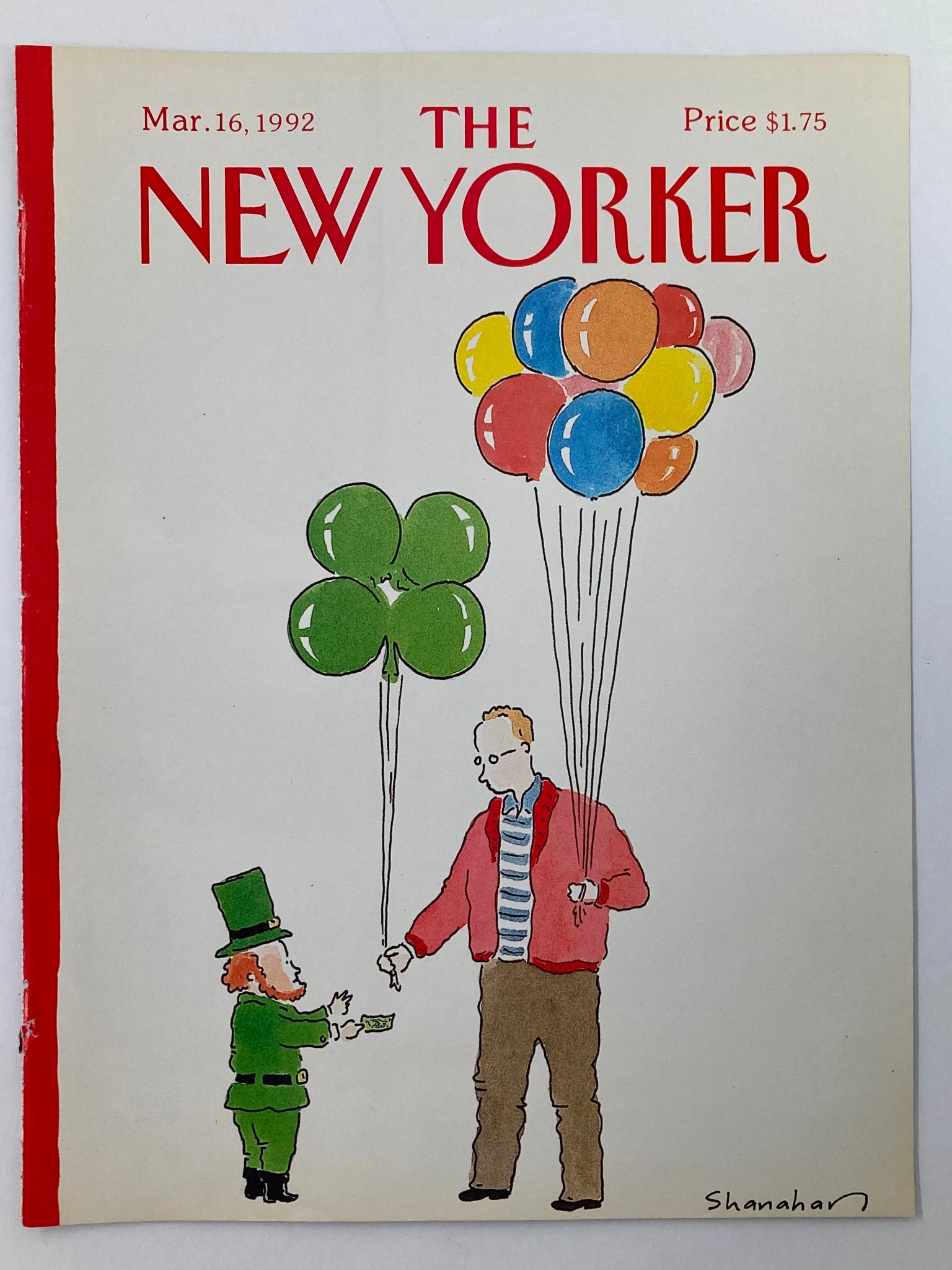 COVER ONLY The New Yorker March 16 1992 St. Patrick's Day by Danny Shanahan