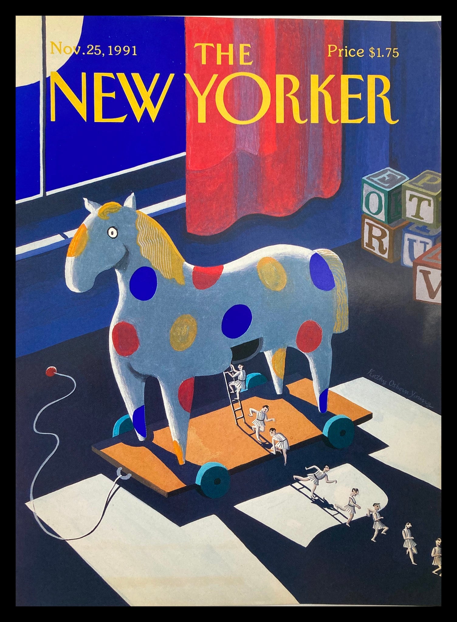 COVER ONLY The New Yorker November 25 1991 Trojan Horse Toy by Kathy O. Young