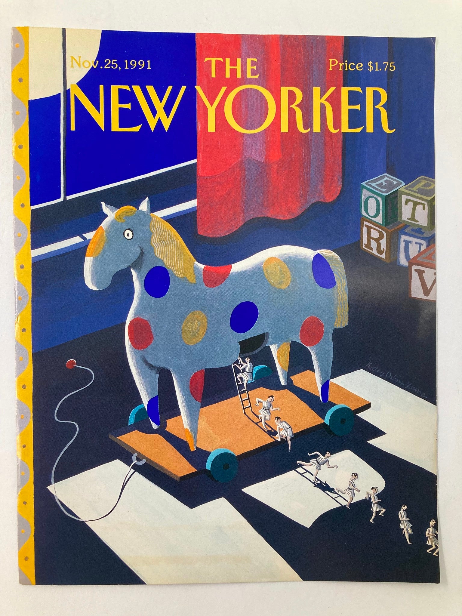 COVER ONLY The New Yorker November 25 1991 Trojan Horse Toy by Kathy O. Young