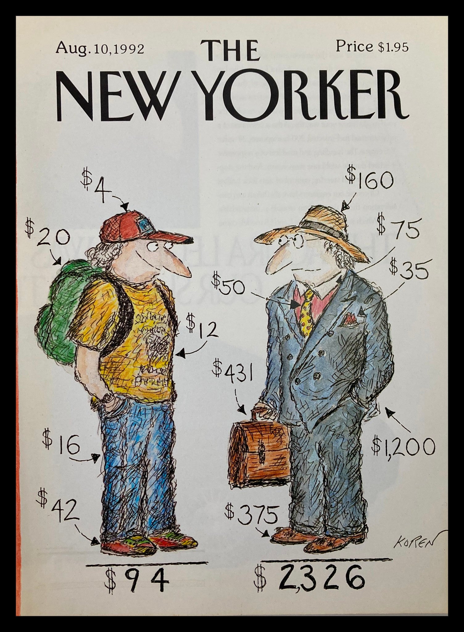 COVER ONLY The New Yorker August 10 1992 The Criticism by Edward Korel