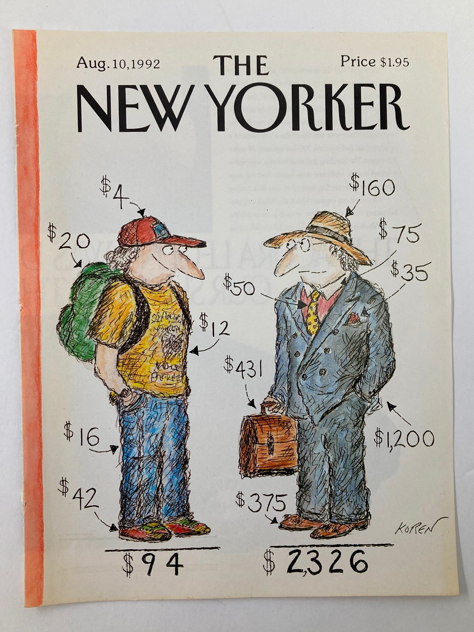 COVER ONLY The New Yorker August 10 1992 The Criticism by Edward Korel