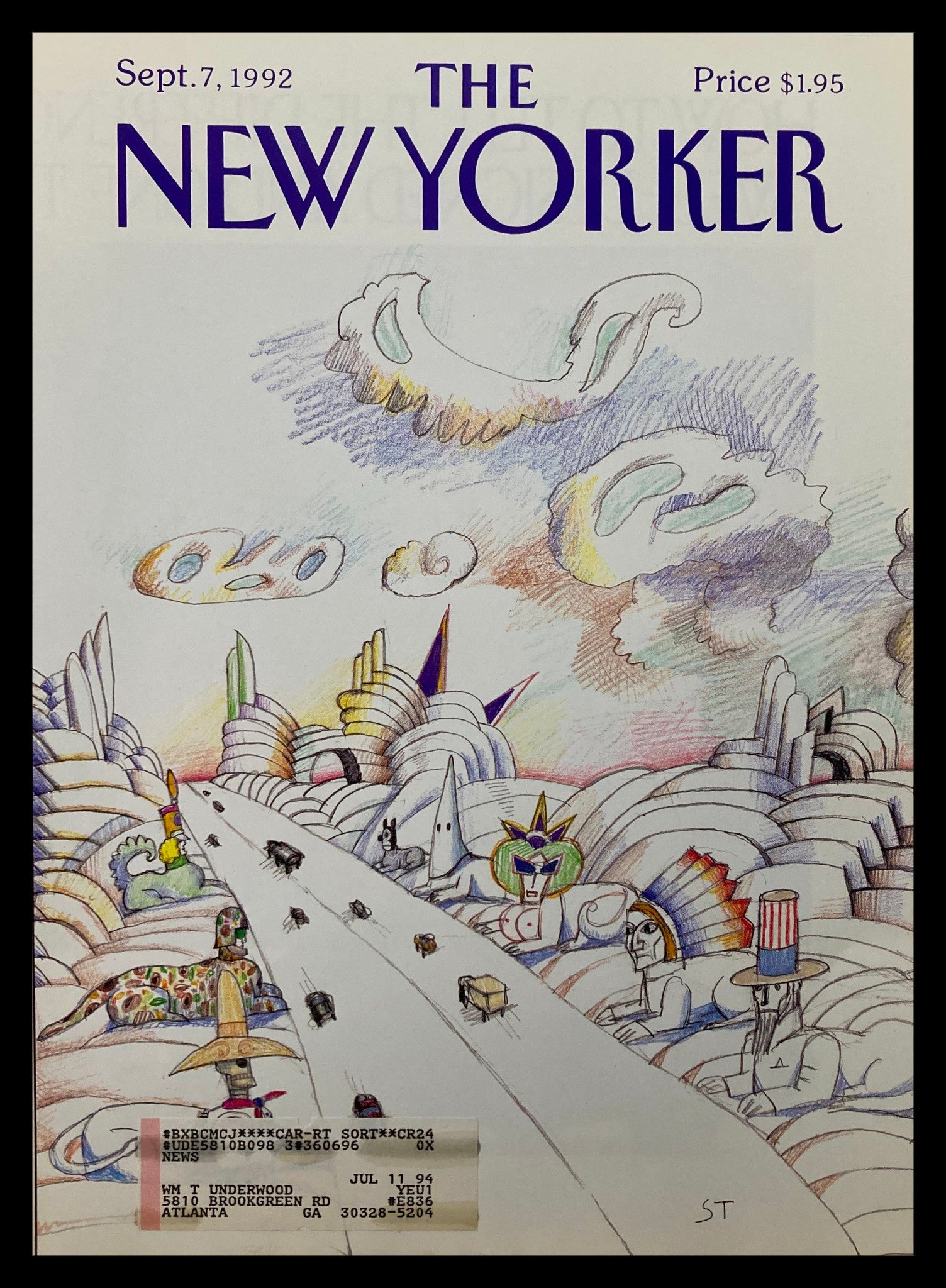 COVER ONLY The New Yorker September 7 1992 Wonders of World by Saul Steinberg