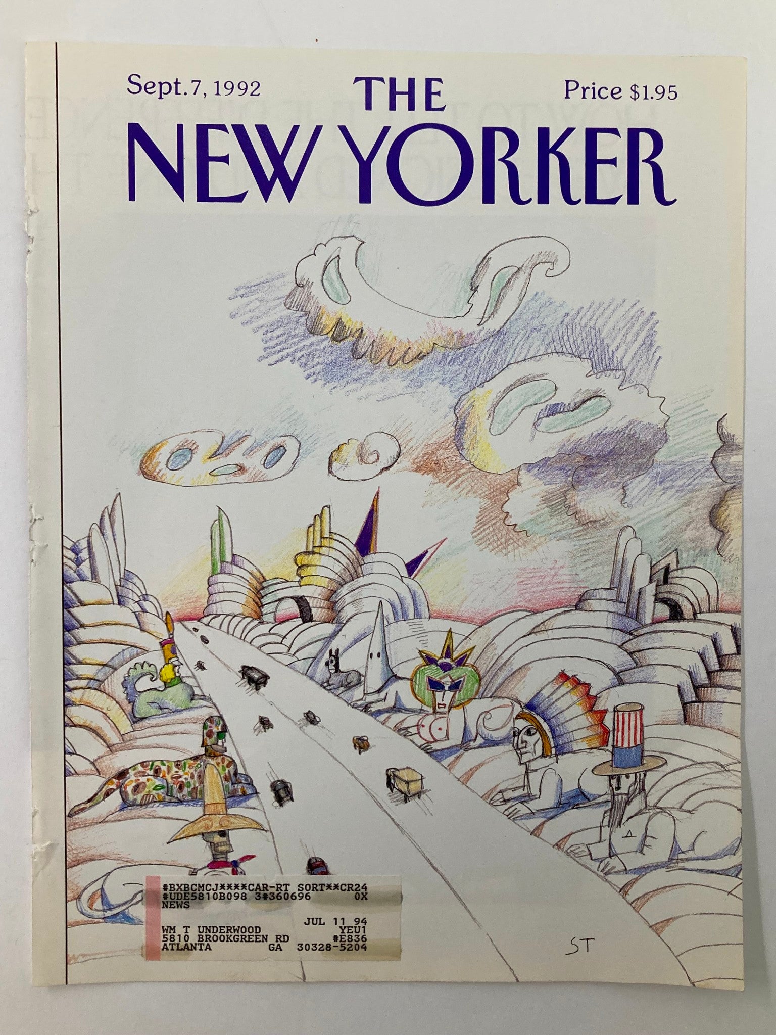 COVER ONLY The New Yorker September 7 1992 Wonders of World by Saul Steinberg