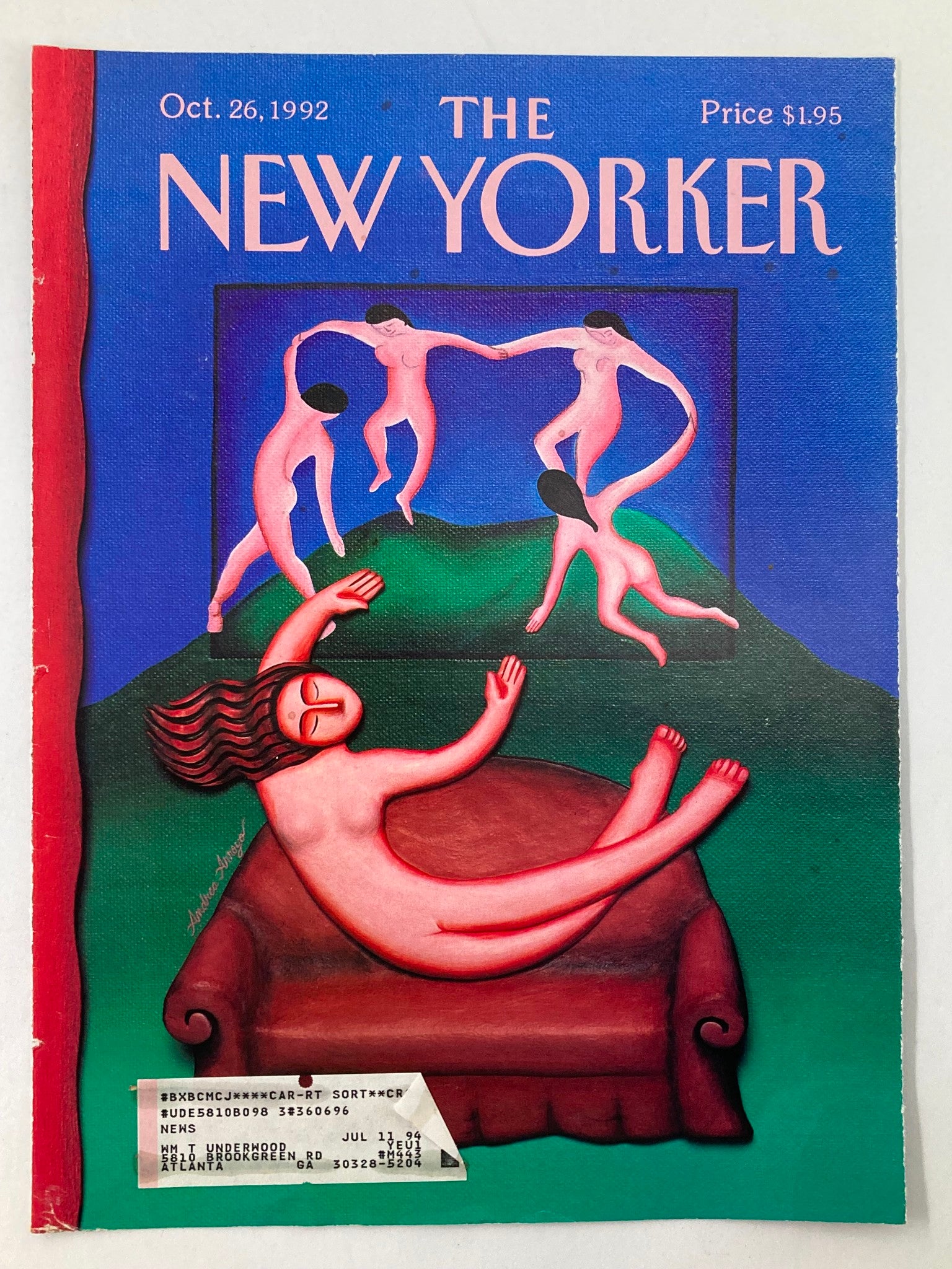 COVER ONLY The New Yorker October 26 1992 Matisse Parody by Andrea Arroyo