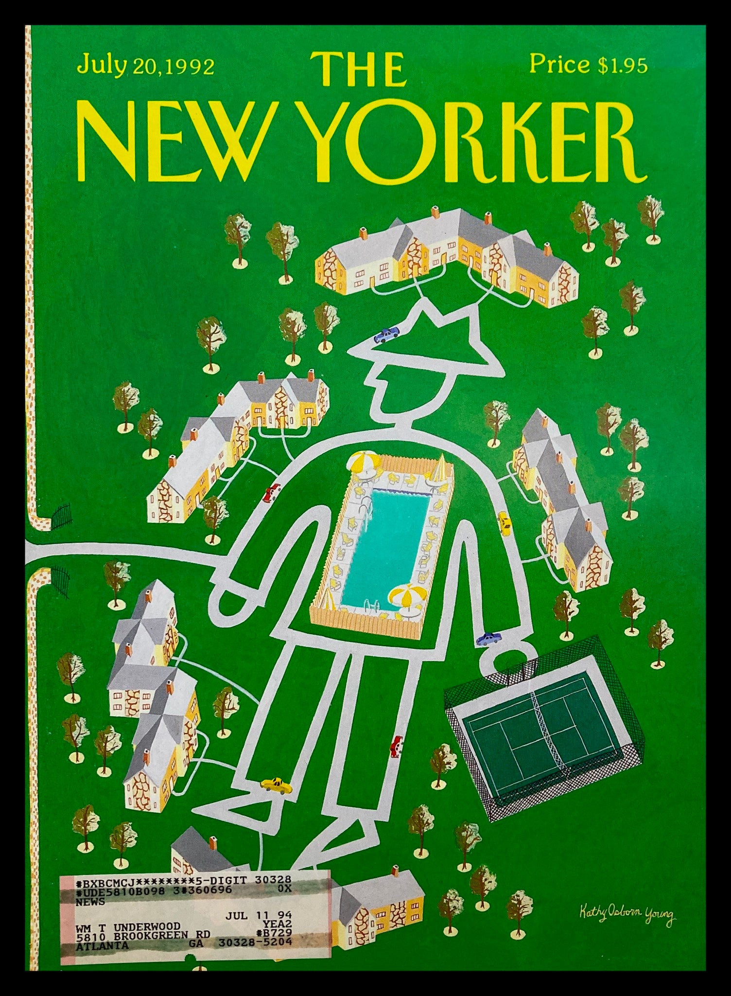 COVER ONLY The New Yorker July 20 1992 Human Town by Kathy Osborn Young