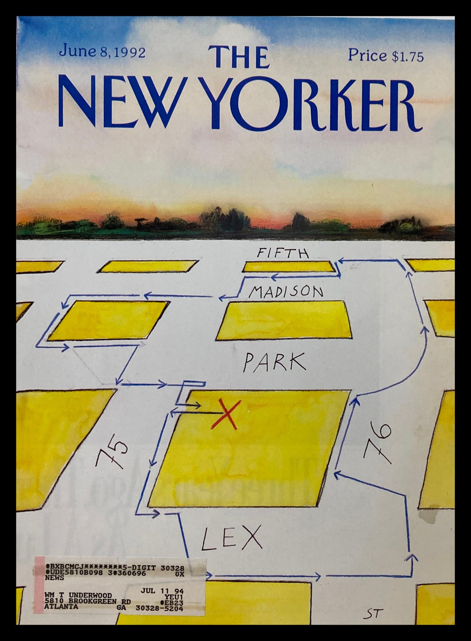 COVER ONLY The New Yorker June 8 1992 New York Streets by Saul Steinberg