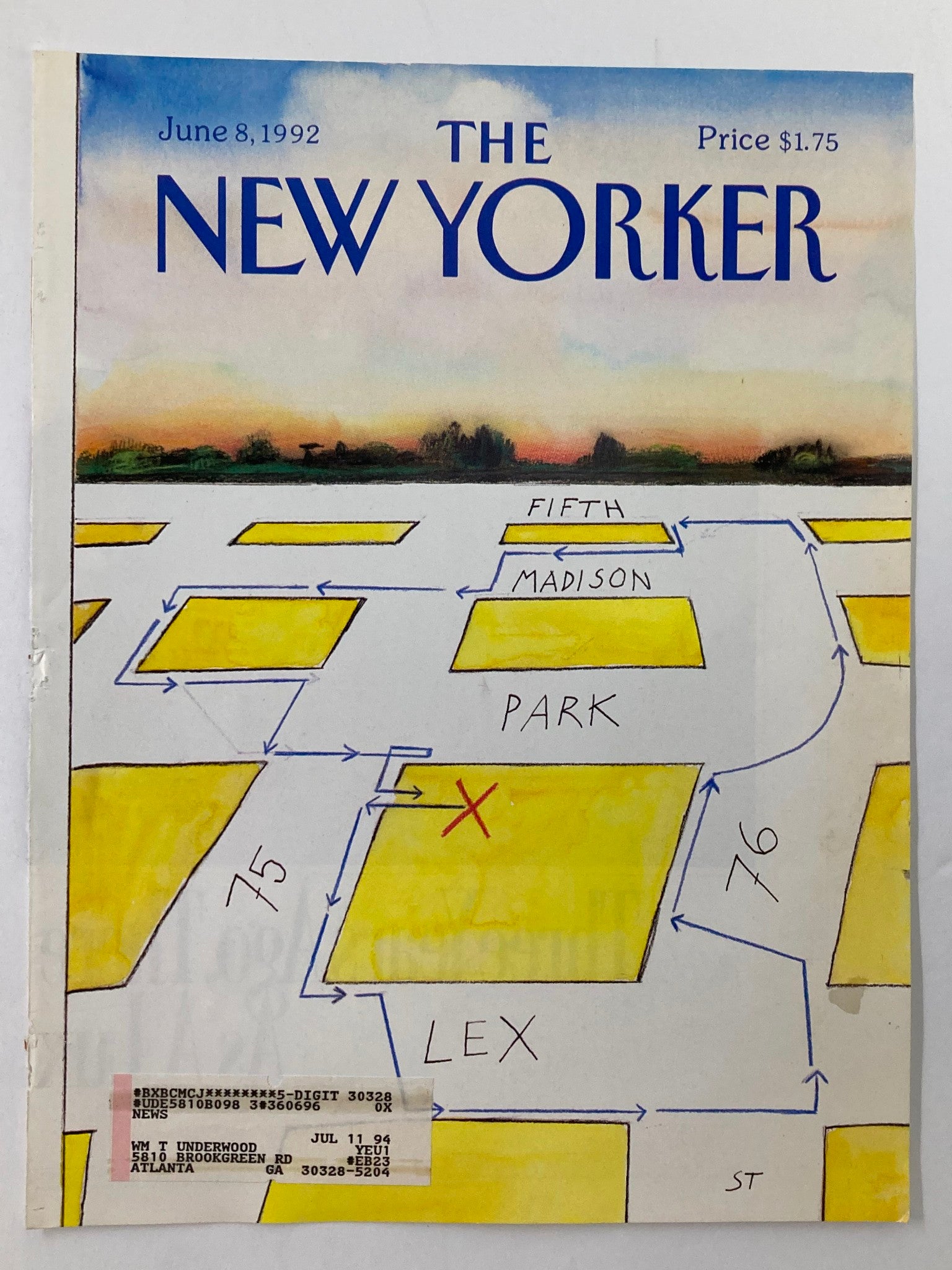 COVER ONLY The New Yorker June 8 1992 New York Streets by Saul Steinberg